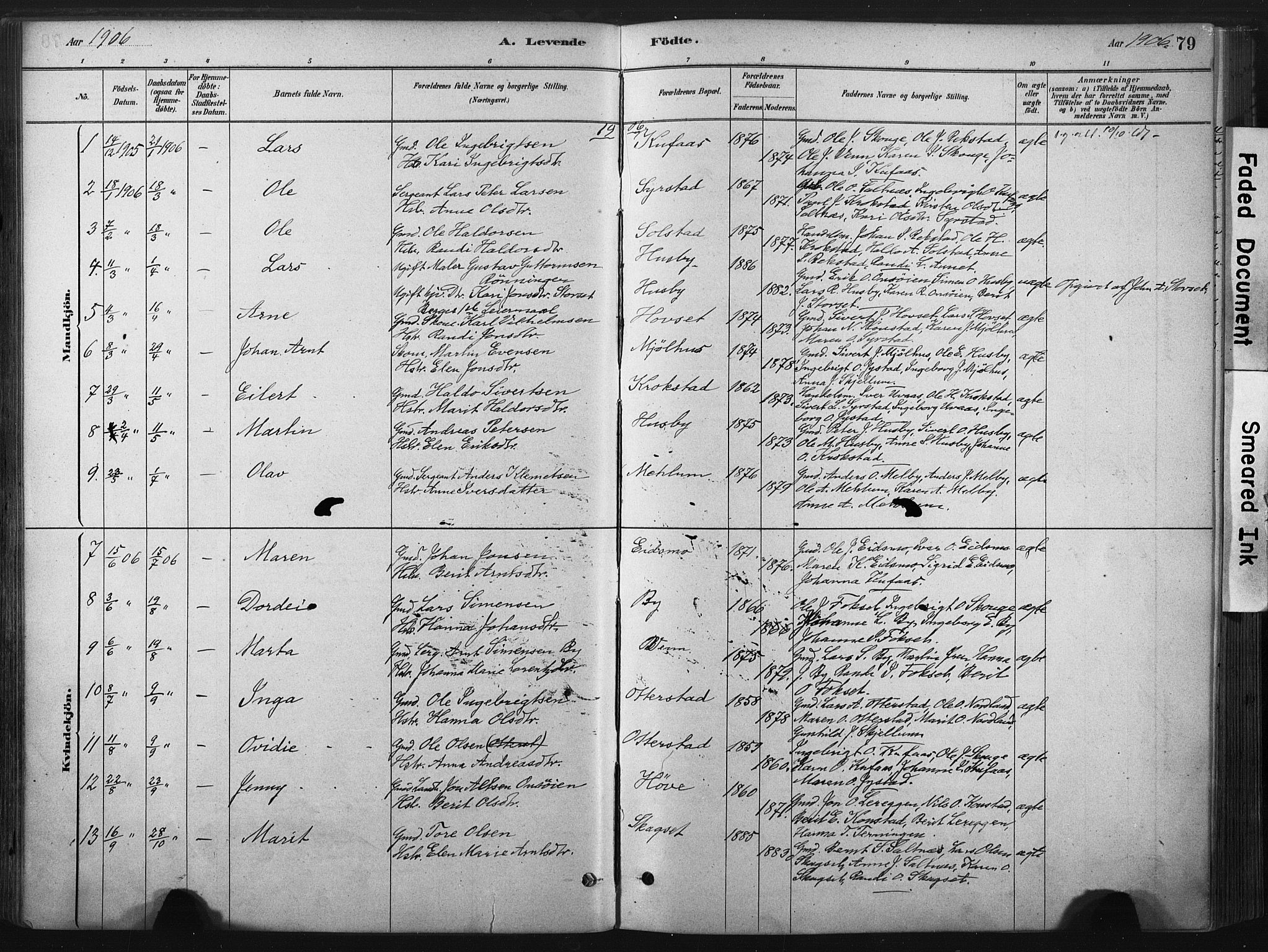 Ministerialprotokoller, klokkerbøker og fødselsregistre - Sør-Trøndelag, AV/SAT-A-1456/667/L0795: Parish register (official) no. 667A03, 1879-1907, p. 79