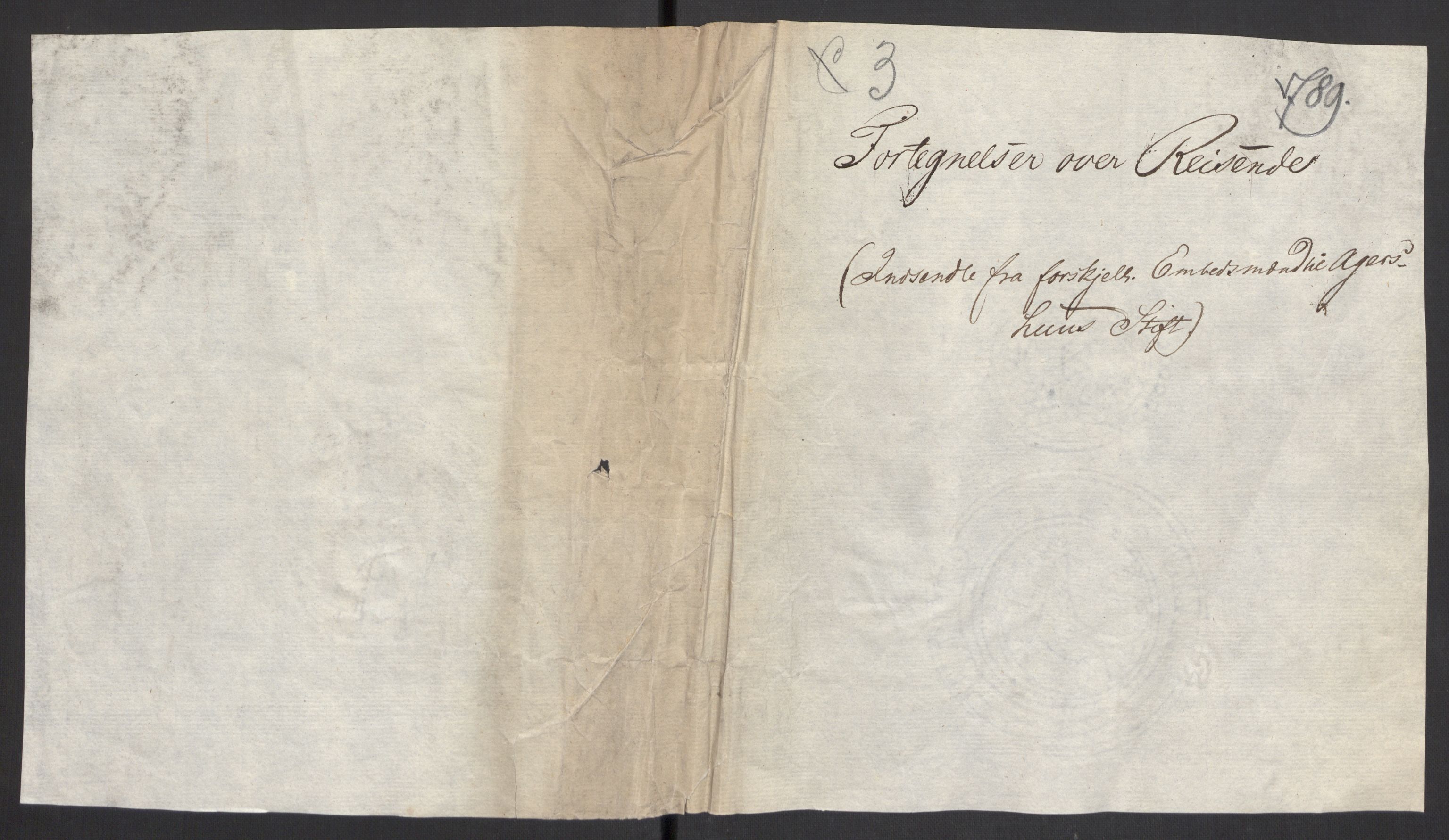 Kristiania stiftamt, AV/SAO-A-10386/G/Gc/L0003: Utlendinger i Akershus stift, 1789-1790, p. 1