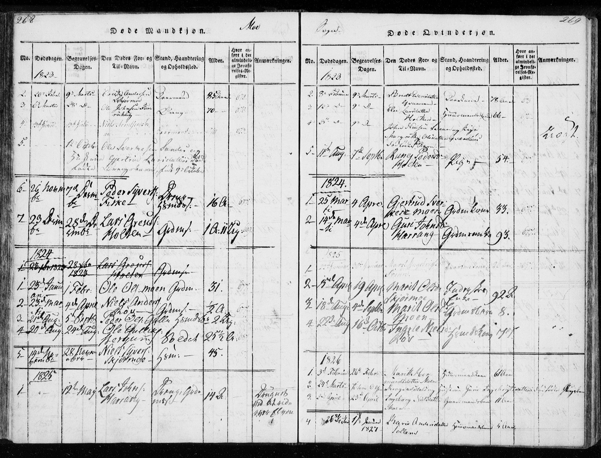 Ministerialprotokoller, klokkerbøker og fødselsregistre - Møre og Romsdal, AV/SAT-A-1454/595/L1041: Parish register (official) no. 595A03, 1819-1829, p. 268-269