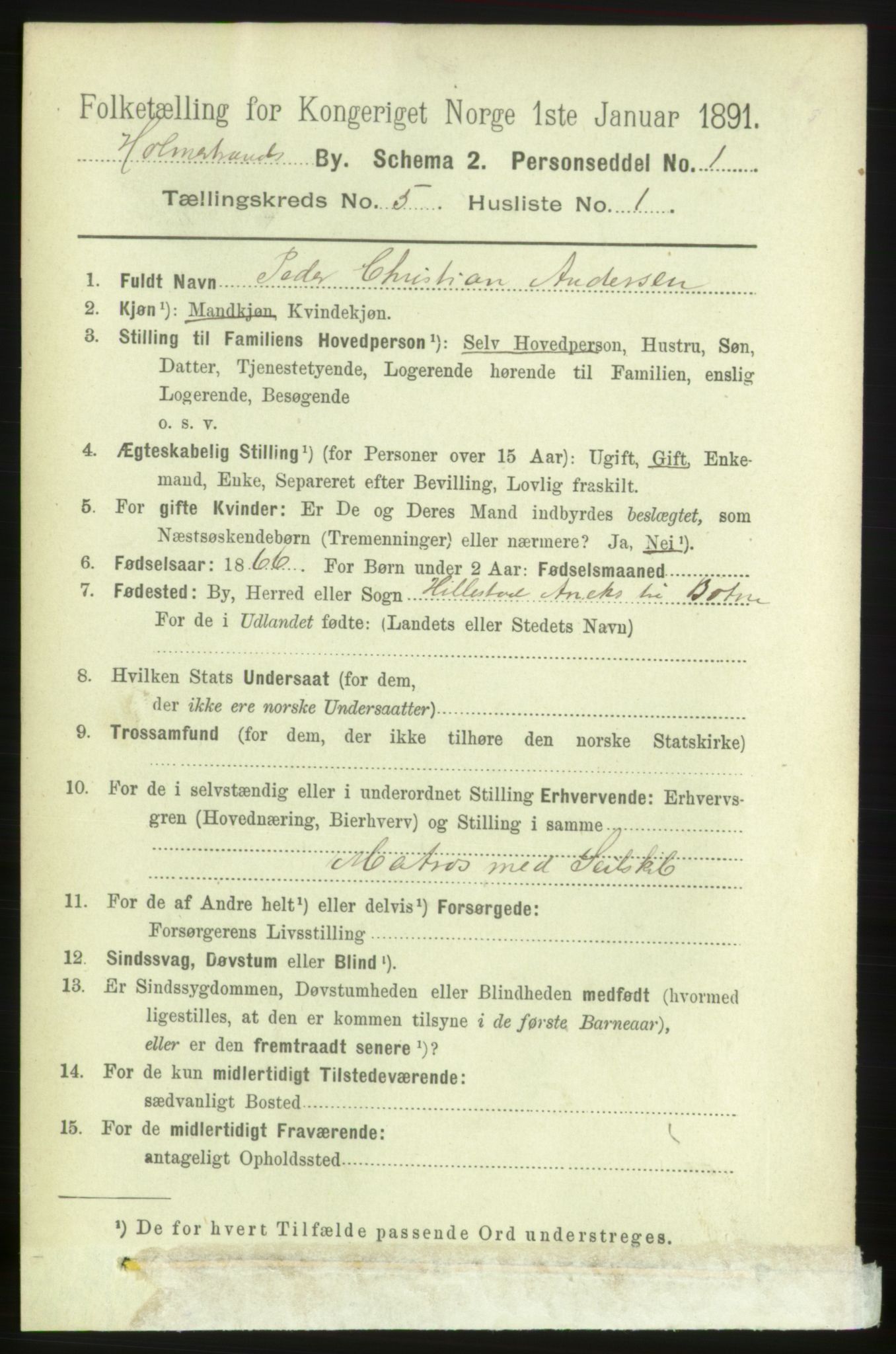 RA, 1891 census for 0702 Holmestrand, 1891, p. 2649