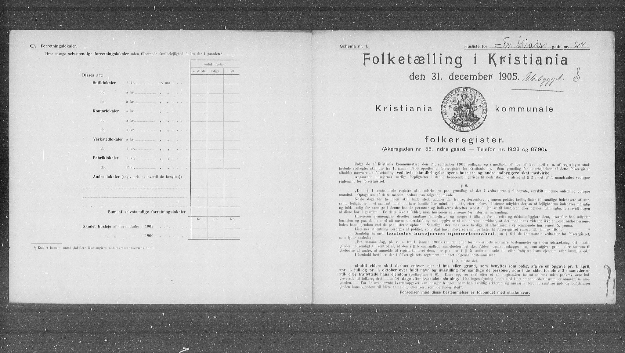 OBA, Municipal Census 1905 for Kristiania, 1905, p. 13786