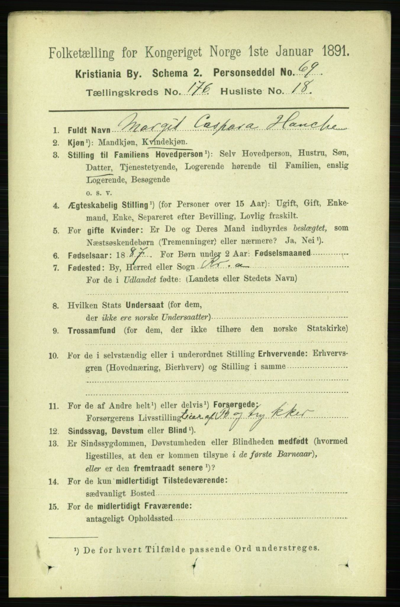 RA, 1891 census for 0301 Kristiania, 1891, p. 106190