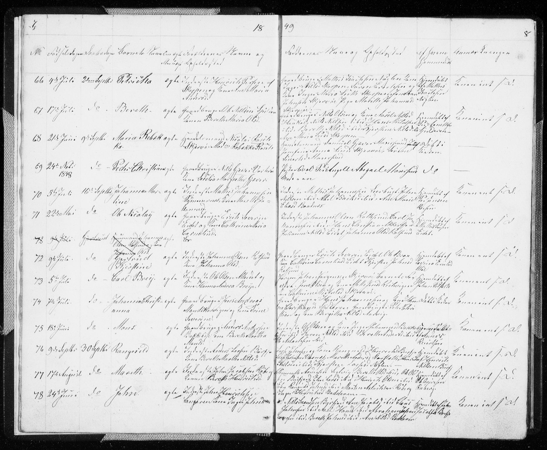 Skjervøy sokneprestkontor, SATØ/S-1300/H/Ha/Hab/L0003klokker: Parish register (copy) no. 3, 1849-1861, p. 7-8