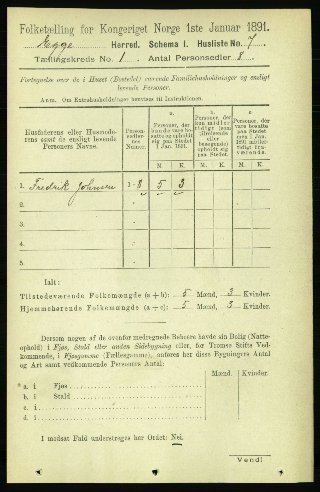 RA, 1891 census for 1733 Egge, 1891, p. 21