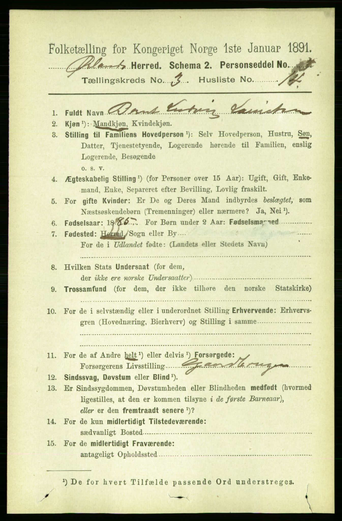RA, 1891 census for 1621 Ørland, 1891, p. 1064