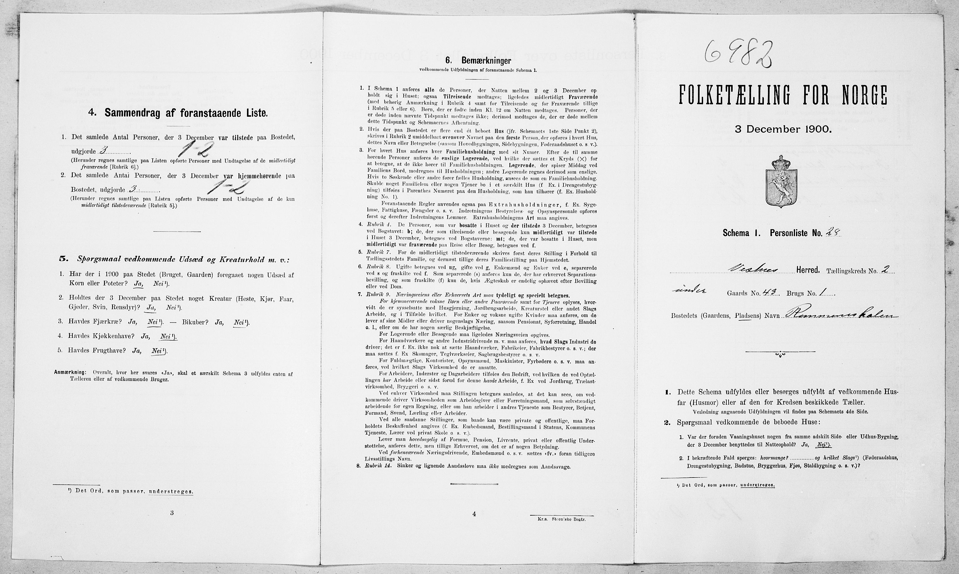 SAT, 1900 census for Vestnes, 1900, p. 219