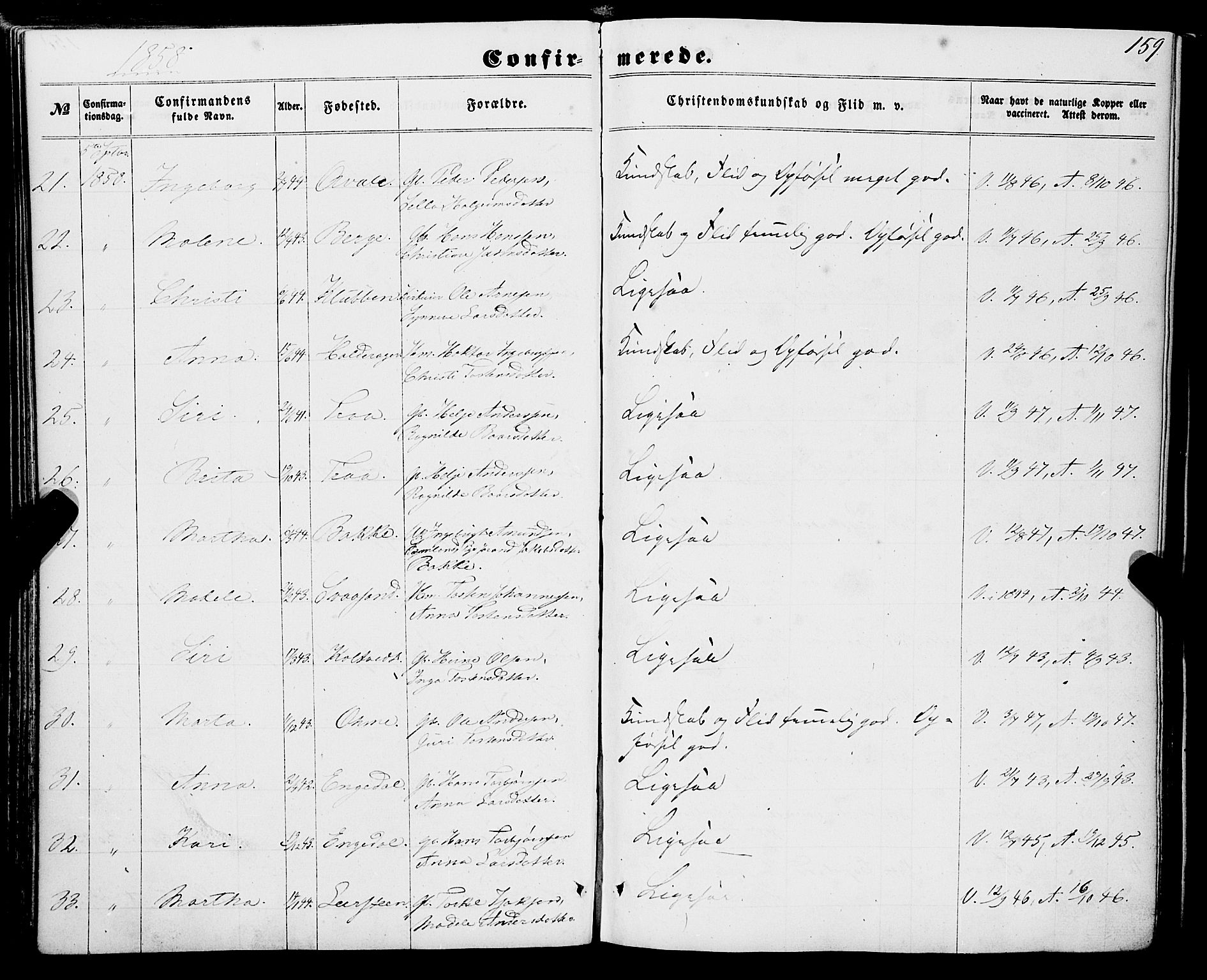 Strandebarm sokneprestembete, AV/SAB-A-78401/H/Haa: Parish register (official) no. A 8, 1858-1872, p. 159