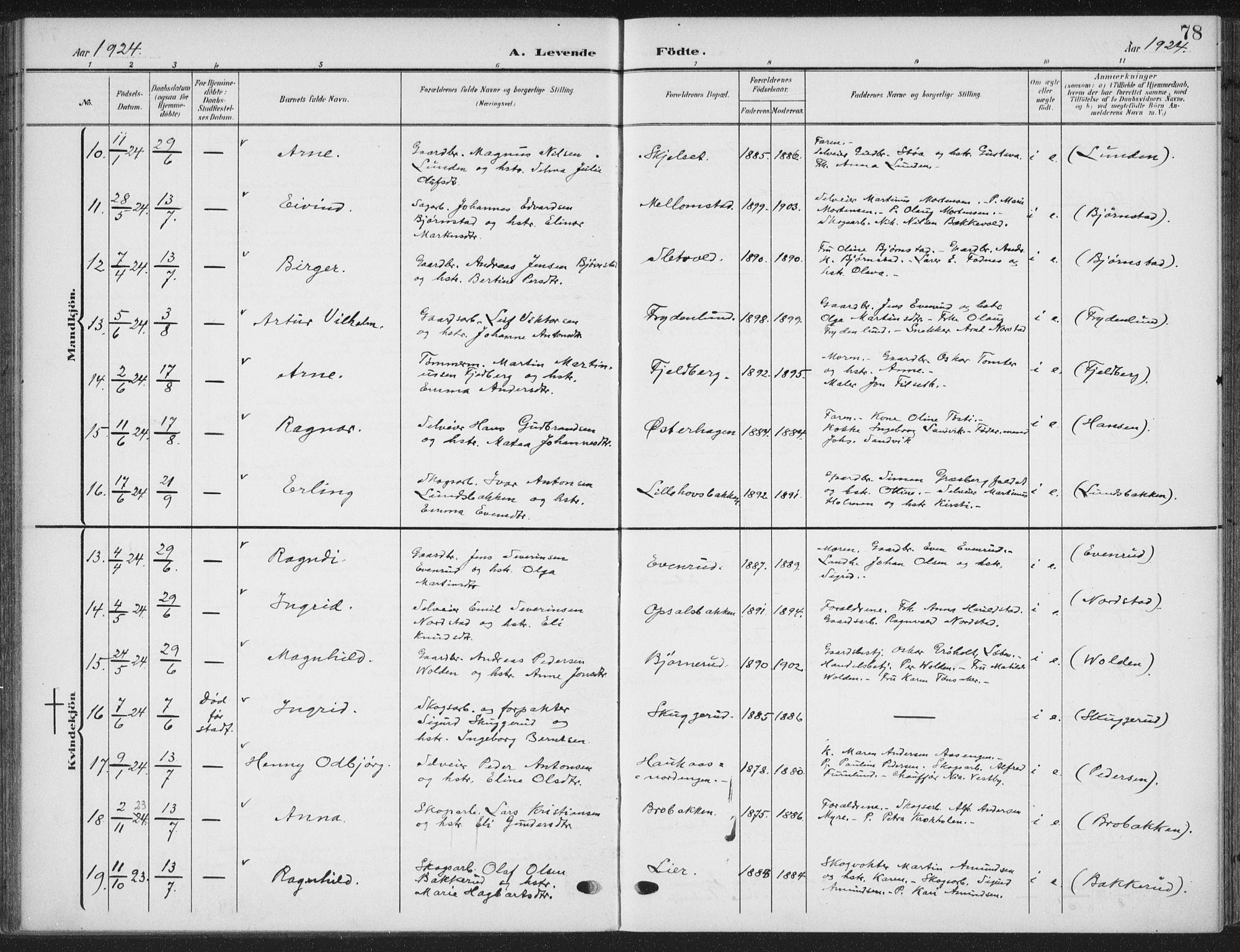 Romedal prestekontor, SAH/PREST-004/K/L0009: Parish register (official) no. 9, 1906-1929, p. 78