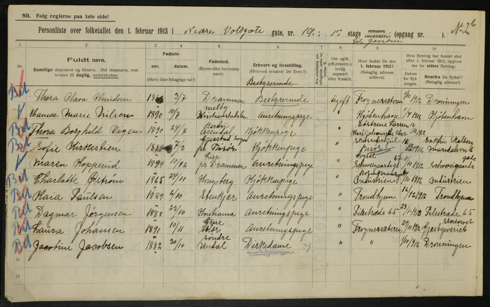 OBA, Municipal Census 1913 for Kristiania, 1913, p. 69584