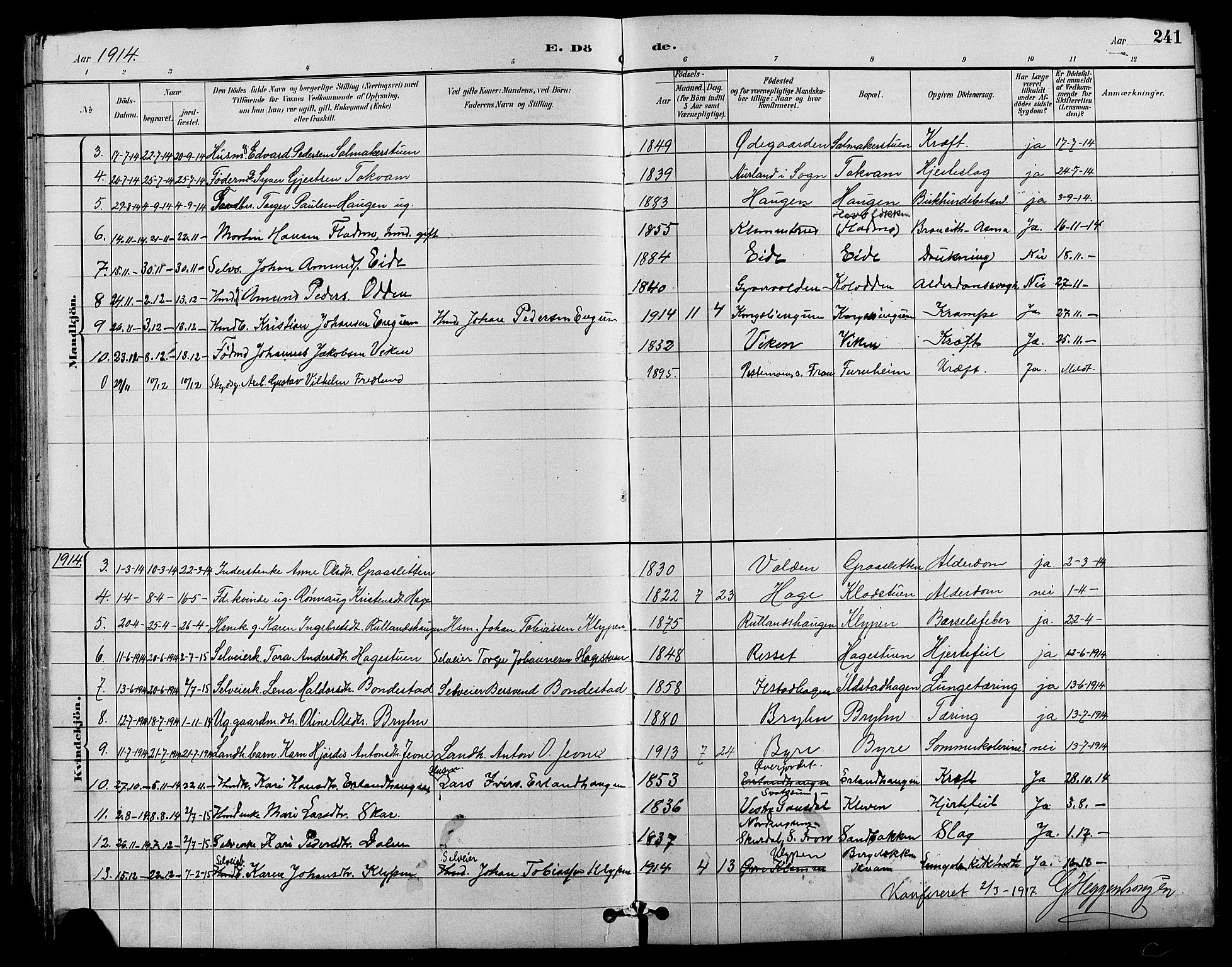 Nord-Fron prestekontor, SAH/PREST-080/H/Ha/Hab/L0004: Parish register (copy) no. 4, 1884-1914, p. 241