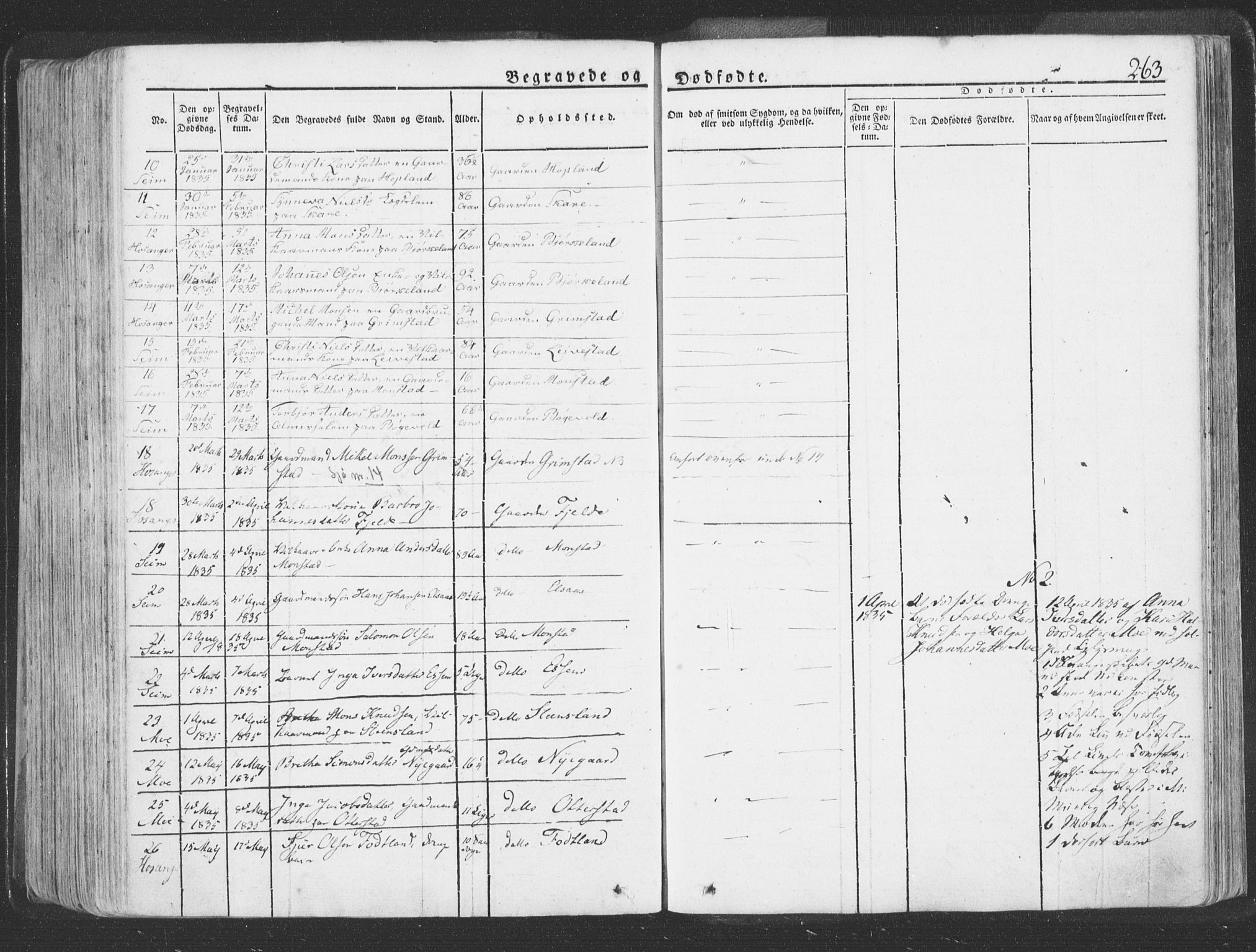 Hosanger sokneprestembete, SAB/A-75801/H/Haa: Parish register (official) no. A 6, 1824-1835, p. 263