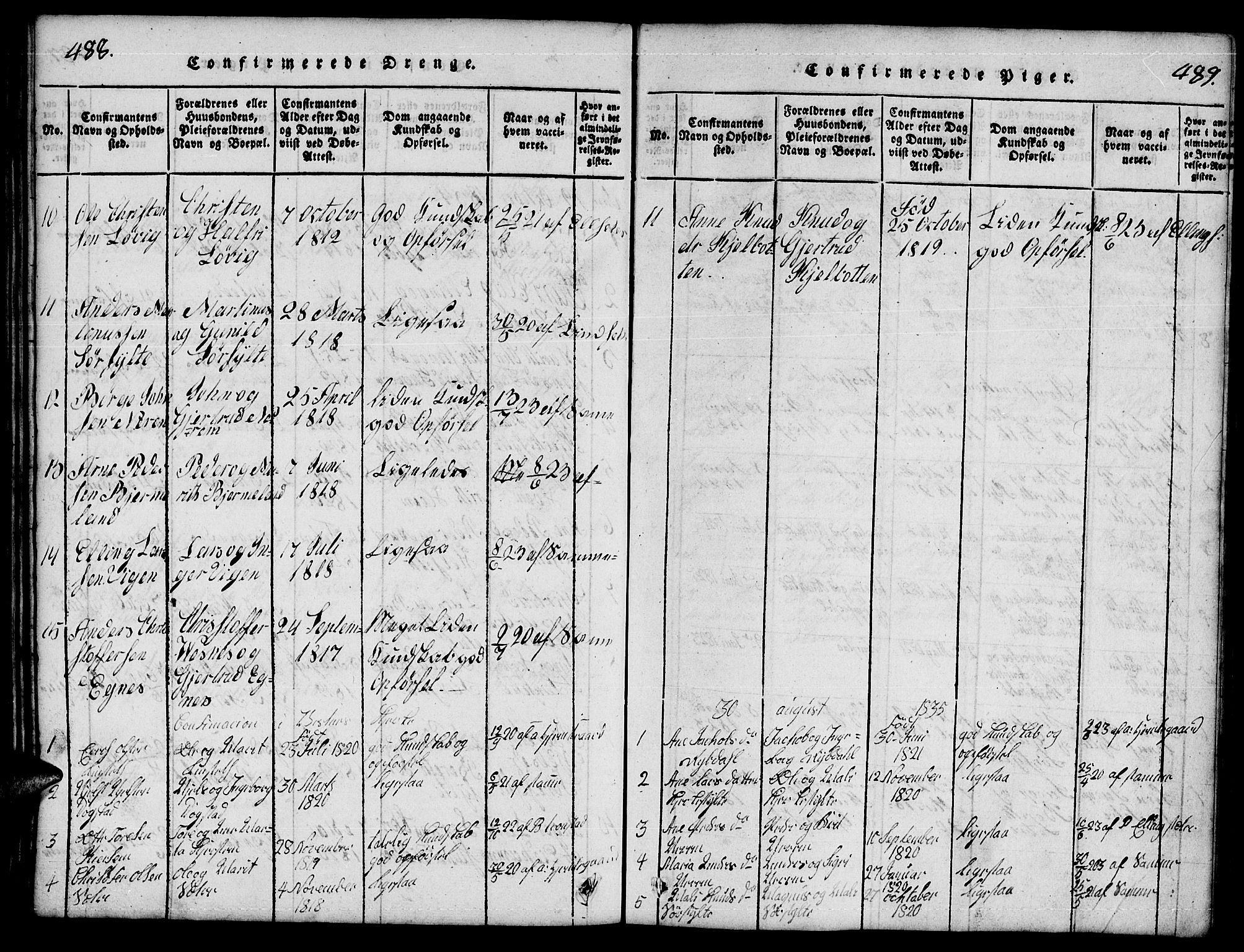 Ministerialprotokoller, klokkerbøker og fødselsregistre - Møre og Romsdal, SAT/A-1454/541/L0546: Parish register (copy) no. 541C01, 1818-1856, p. 488-489