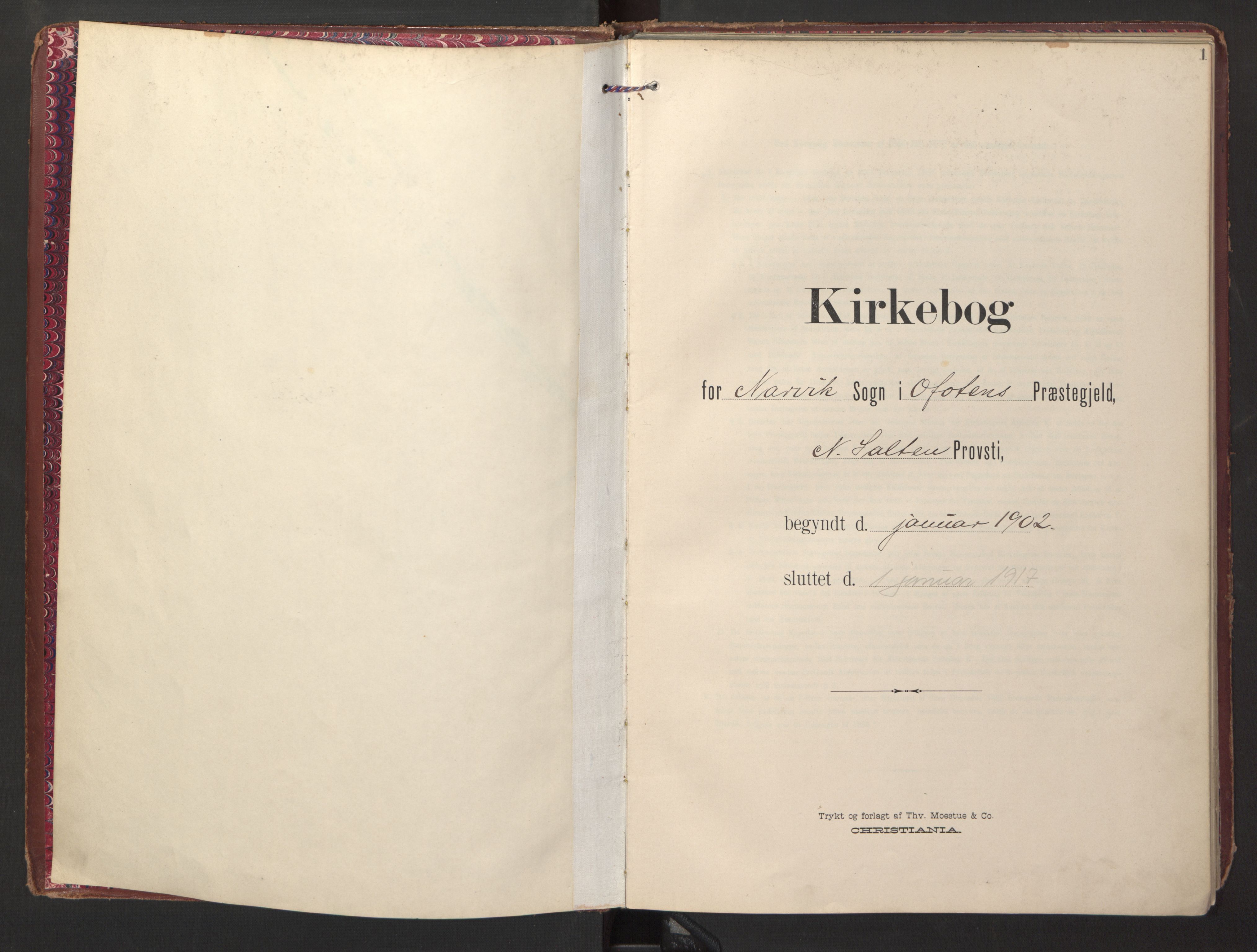 Ministerialprotokoller, klokkerbøker og fødselsregistre - Nordland, AV/SAT-A-1459/871/L0999: Parish register (official) no. 871A15, 1902-1917, p. 1