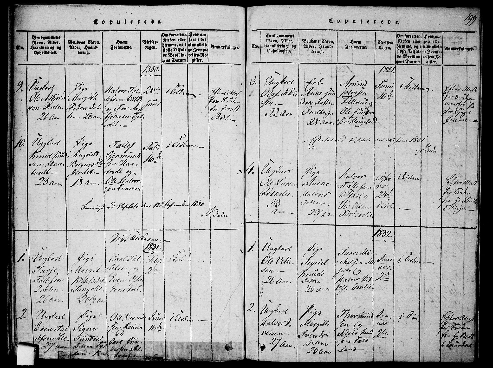 Mo kirkebøker, SAKO/A-286/F/Fa/L0004: Parish register (official) no. I 4, 1814-1844, p. 199