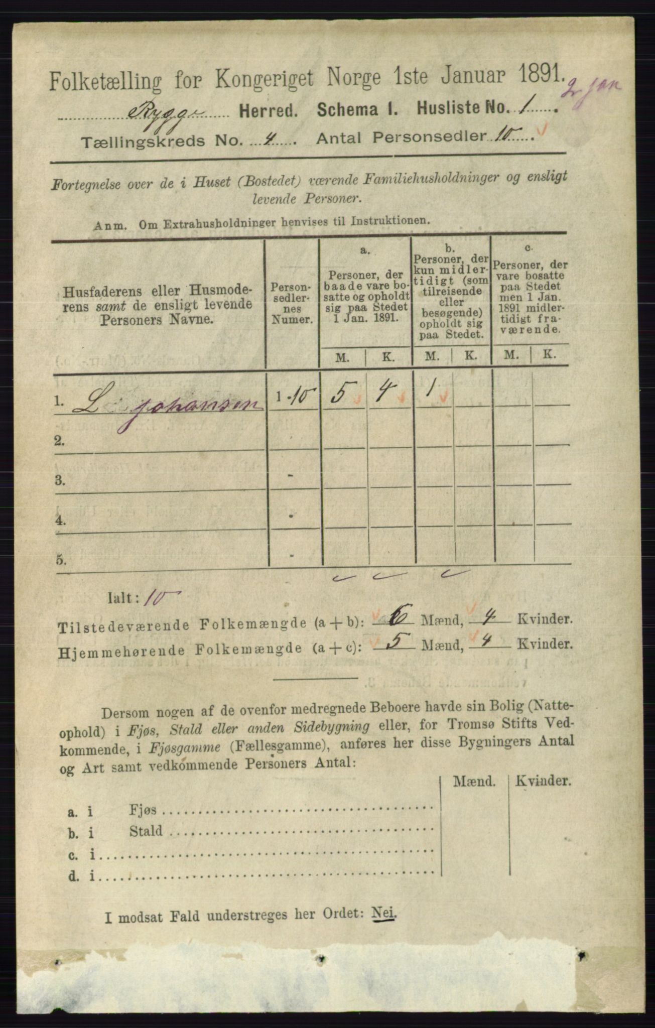 RA, 1891 census for 0136 Rygge, 1891, p. 2156