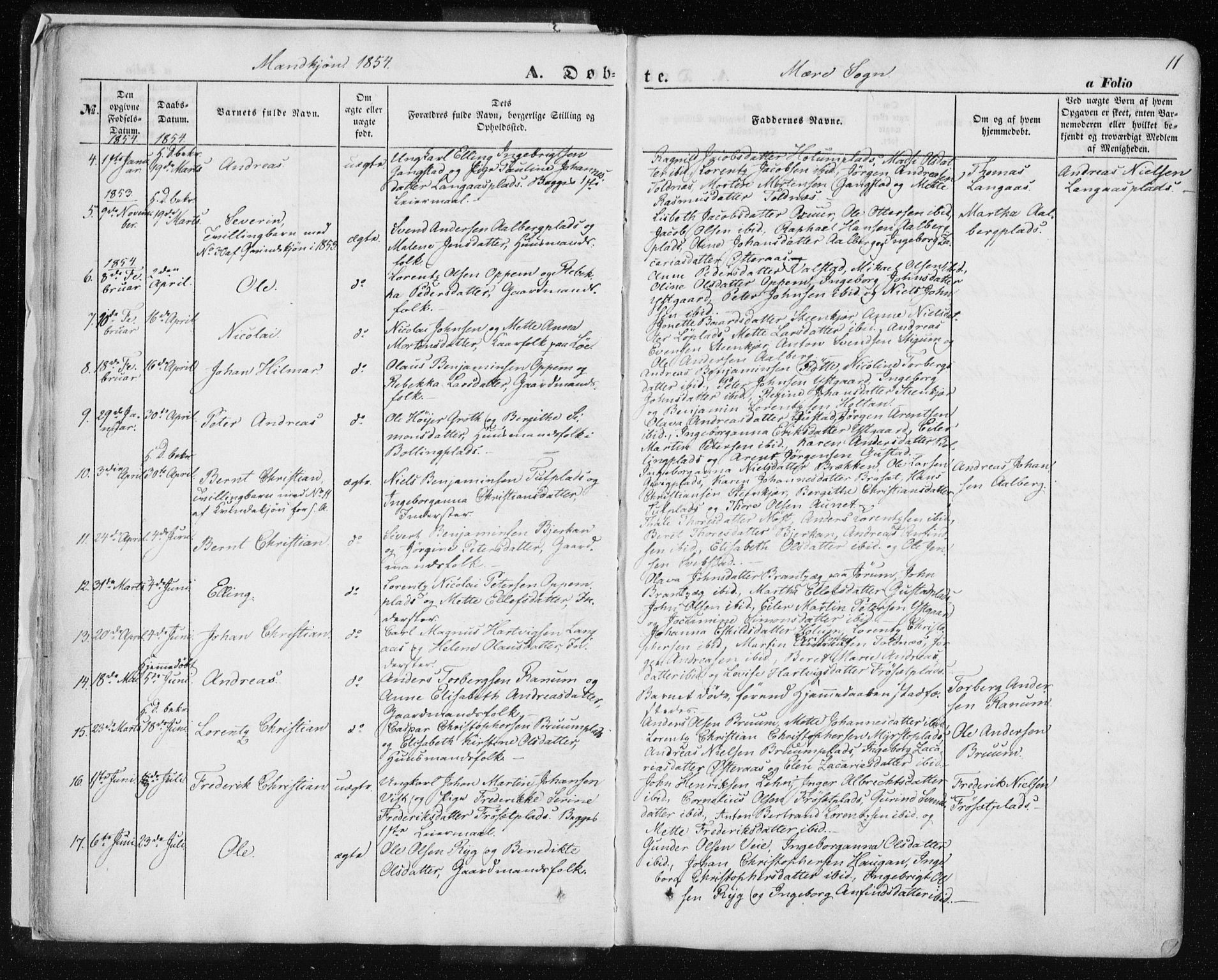 Ministerialprotokoller, klokkerbøker og fødselsregistre - Nord-Trøndelag, SAT/A-1458/735/L0342: Parish register (official) no. 735A07 /1, 1849-1862, p. 11