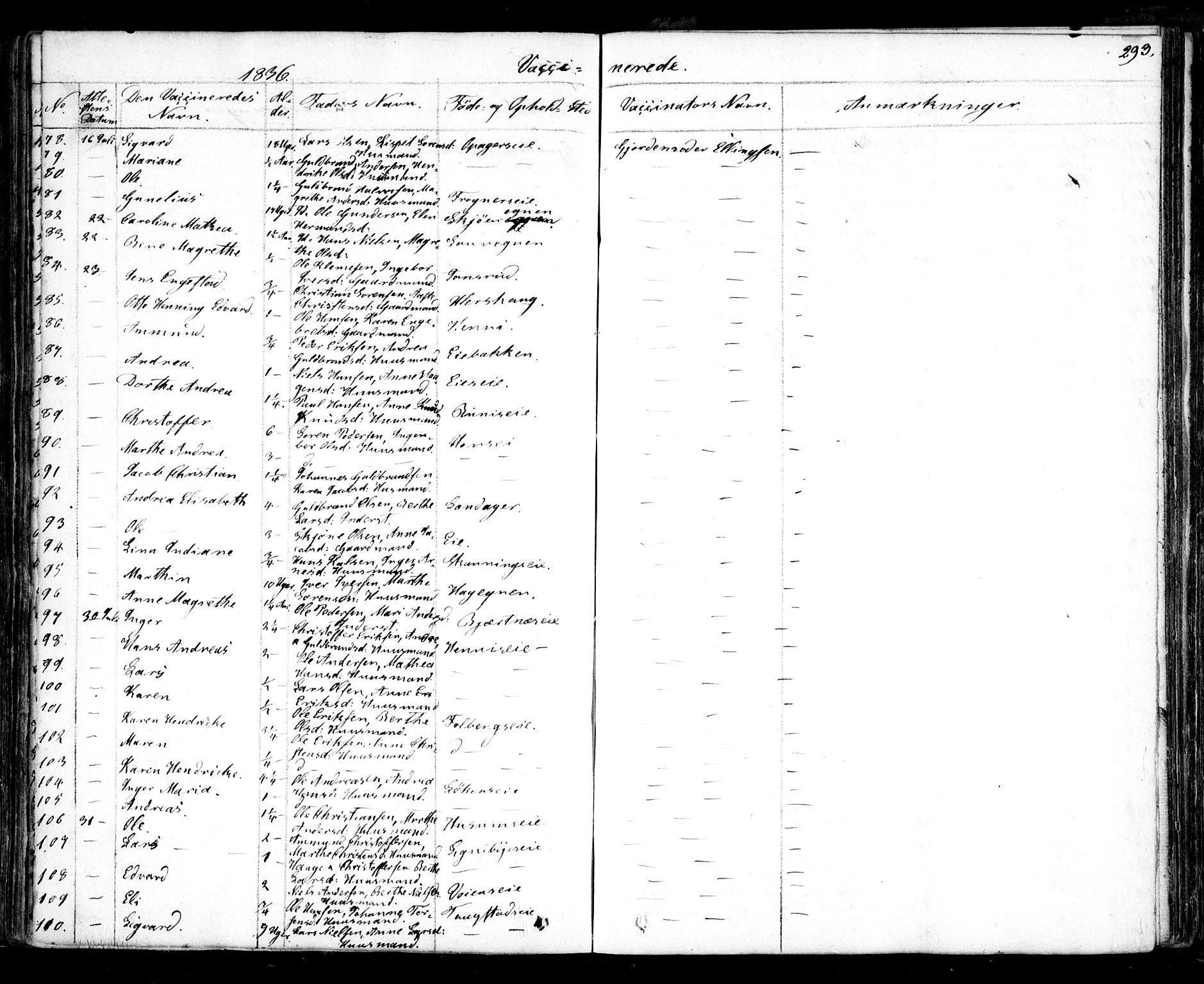 Nes prestekontor Kirkebøker, AV/SAO-A-10410/F/Fa/L0006: Parish register (official) no. I 6, 1833-1845, p. 293