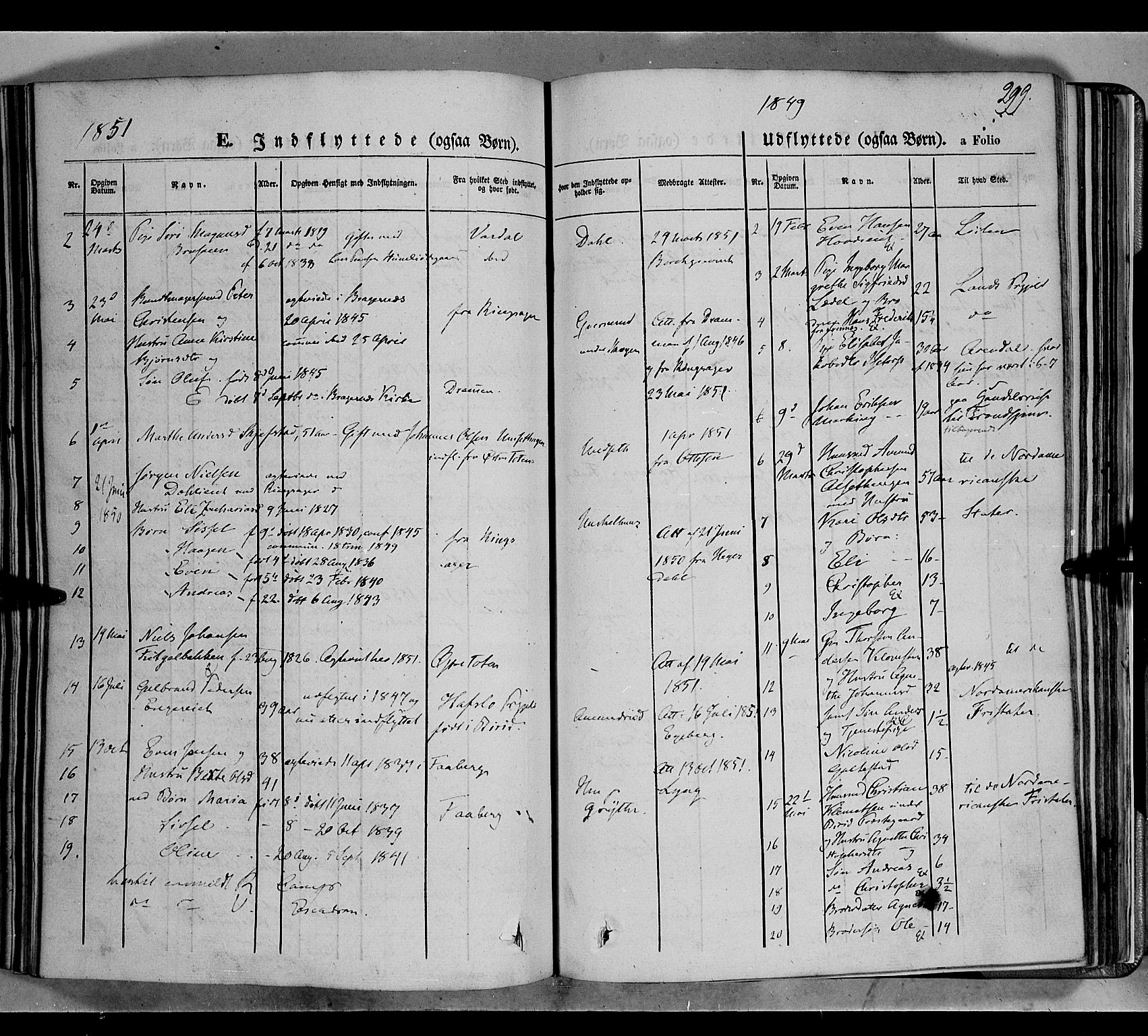 Biri prestekontor, SAH/PREST-096/H/Ha/Haa/L0005: Parish register (official) no. 5, 1843-1854, p. 299