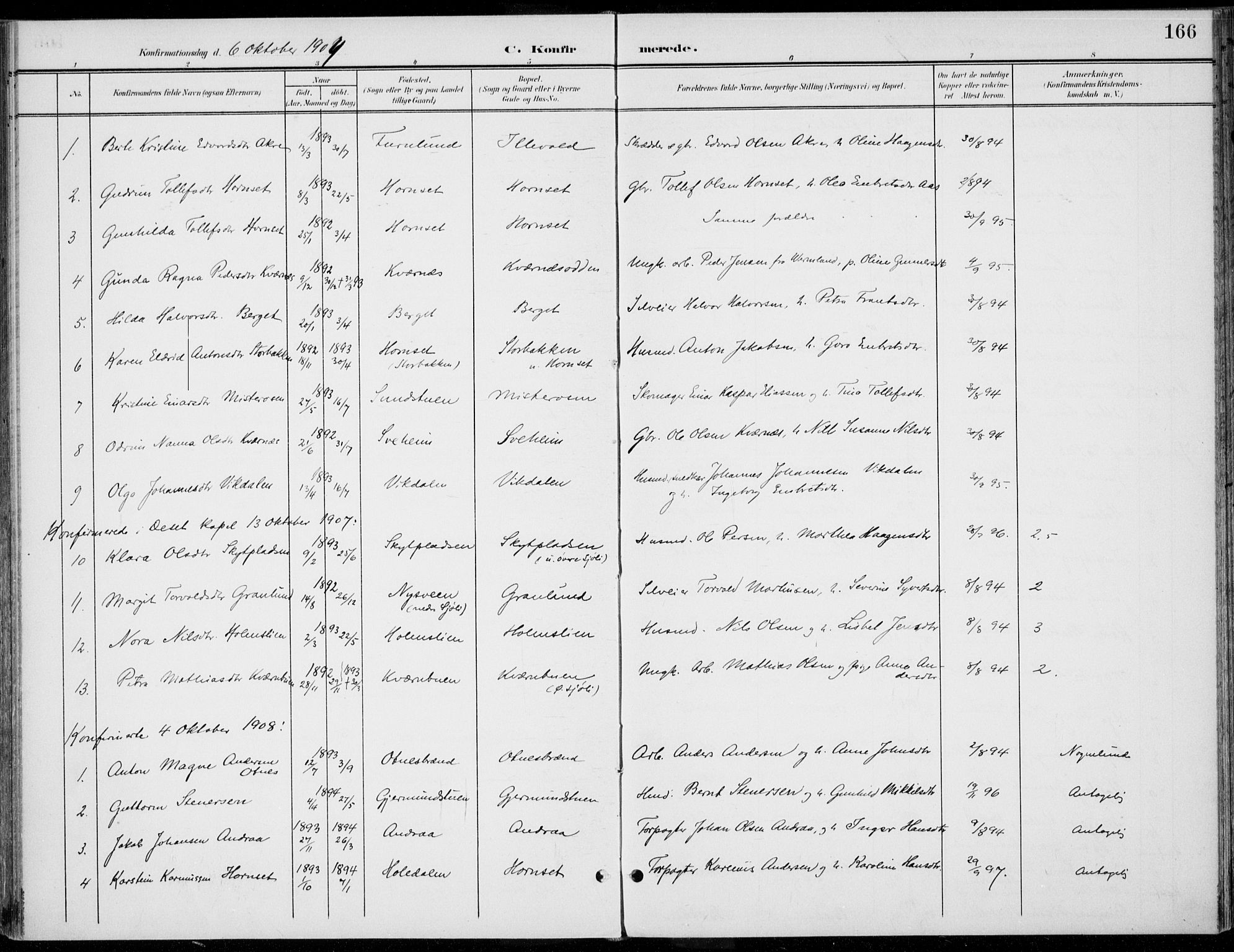 Rendalen prestekontor, SAH/PREST-054/H/Ha/Haa/L0011: Parish register (official) no. 11, 1901-1925, p. 166