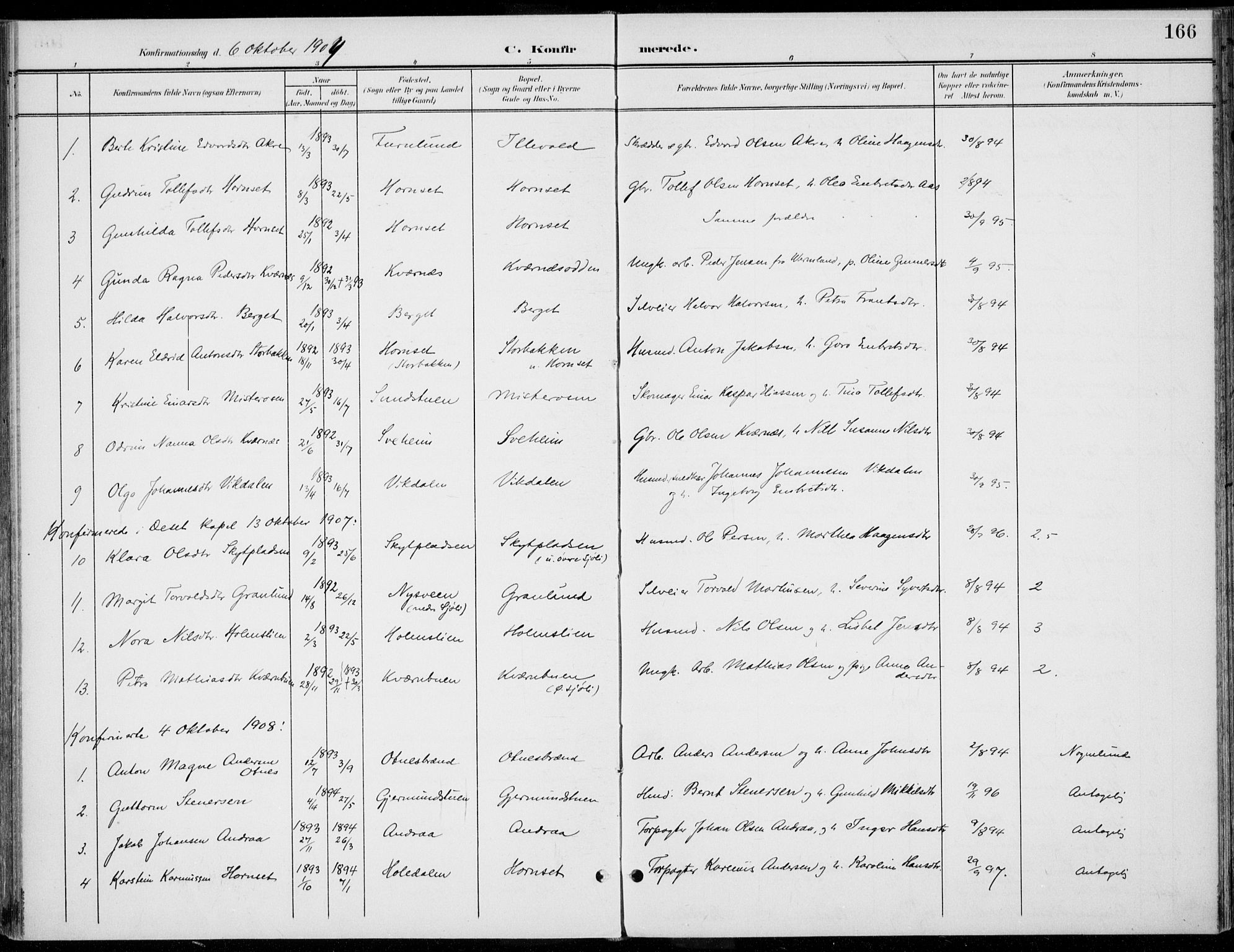 Rendalen prestekontor, AV/SAH-PREST-054/H/Ha/Haa/L0011: Parish register (official) no. 11, 1901-1925, p. 166