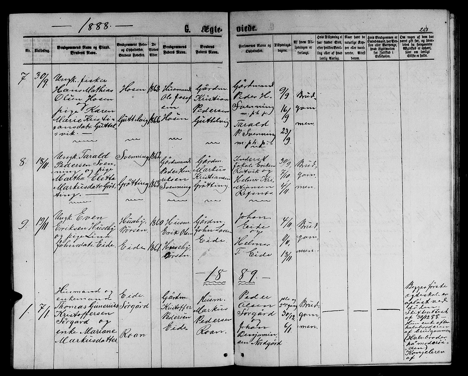 Ministerialprotokoller, klokkerbøker og fødselsregistre - Sør-Trøndelag, SAT/A-1456/656/L0695: Parish register (copy) no. 656C01, 1867-1889, p. 208