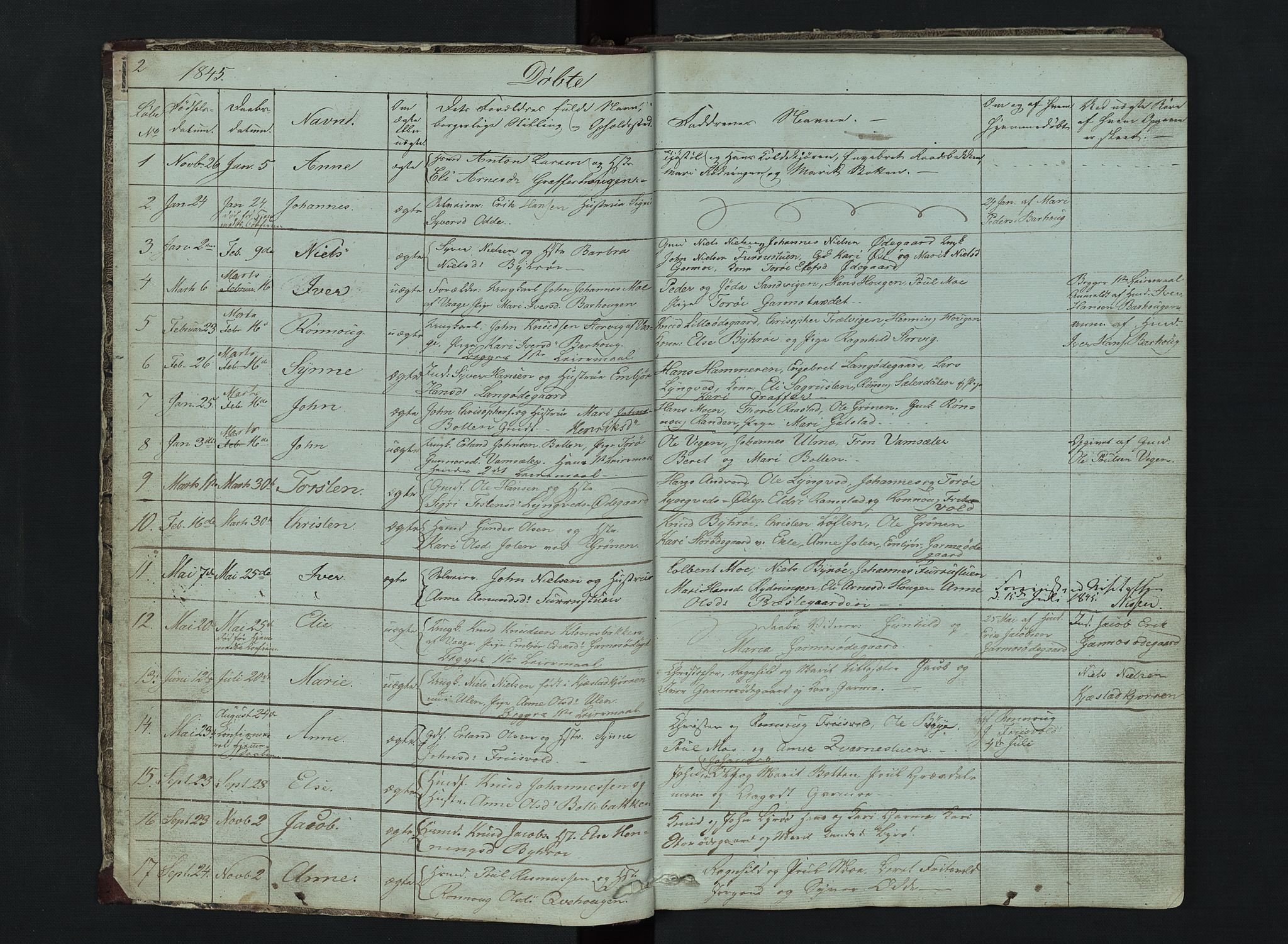 Lom prestekontor, SAH/PREST-070/L/L0014: Parish register (copy) no. 14, 1845-1876, p. 2-3