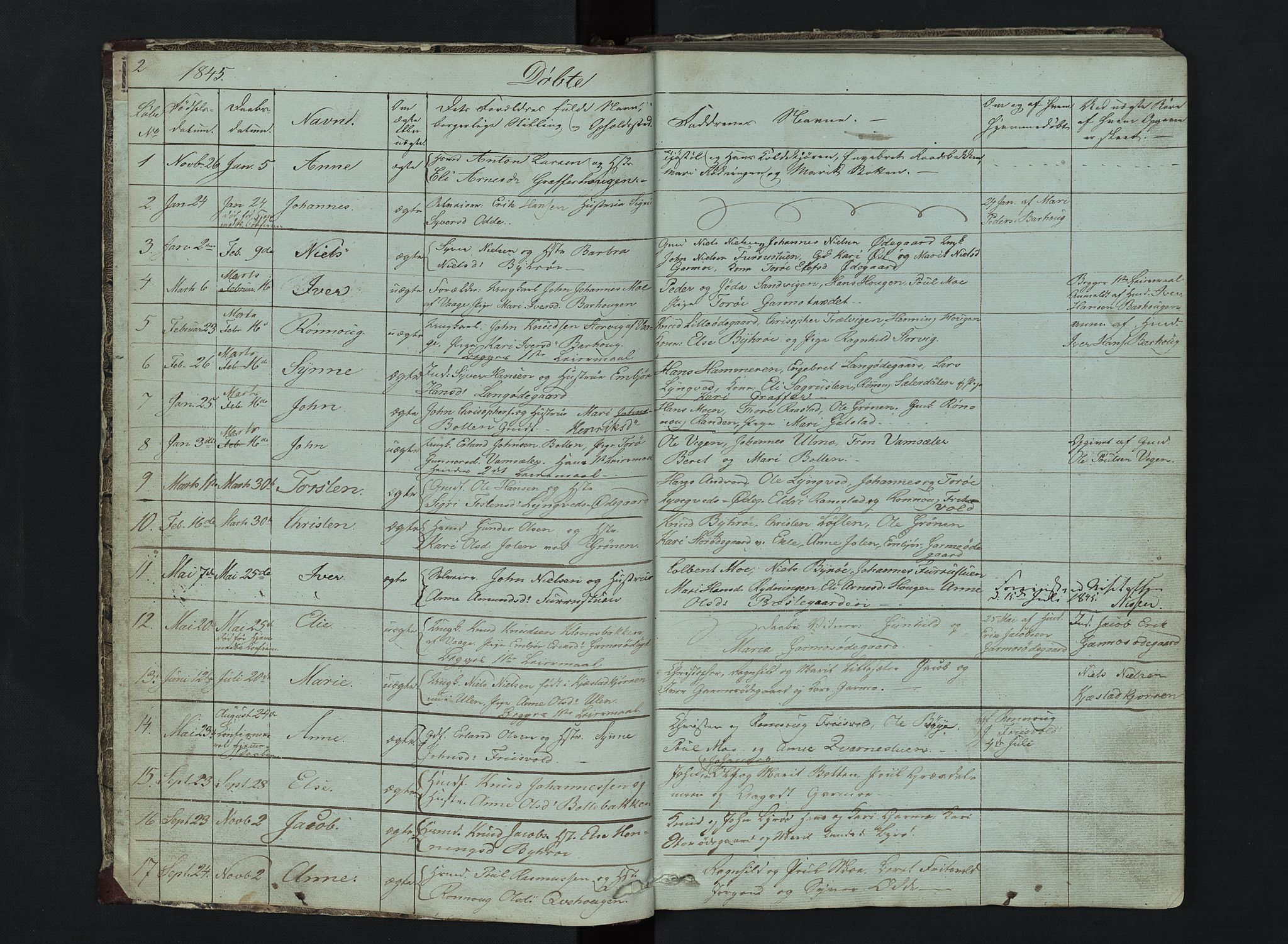 Lom prestekontor, AV/SAH-PREST-070/L/L0014: Parish register (copy) no. 14, 1845-1876, p. 2-3