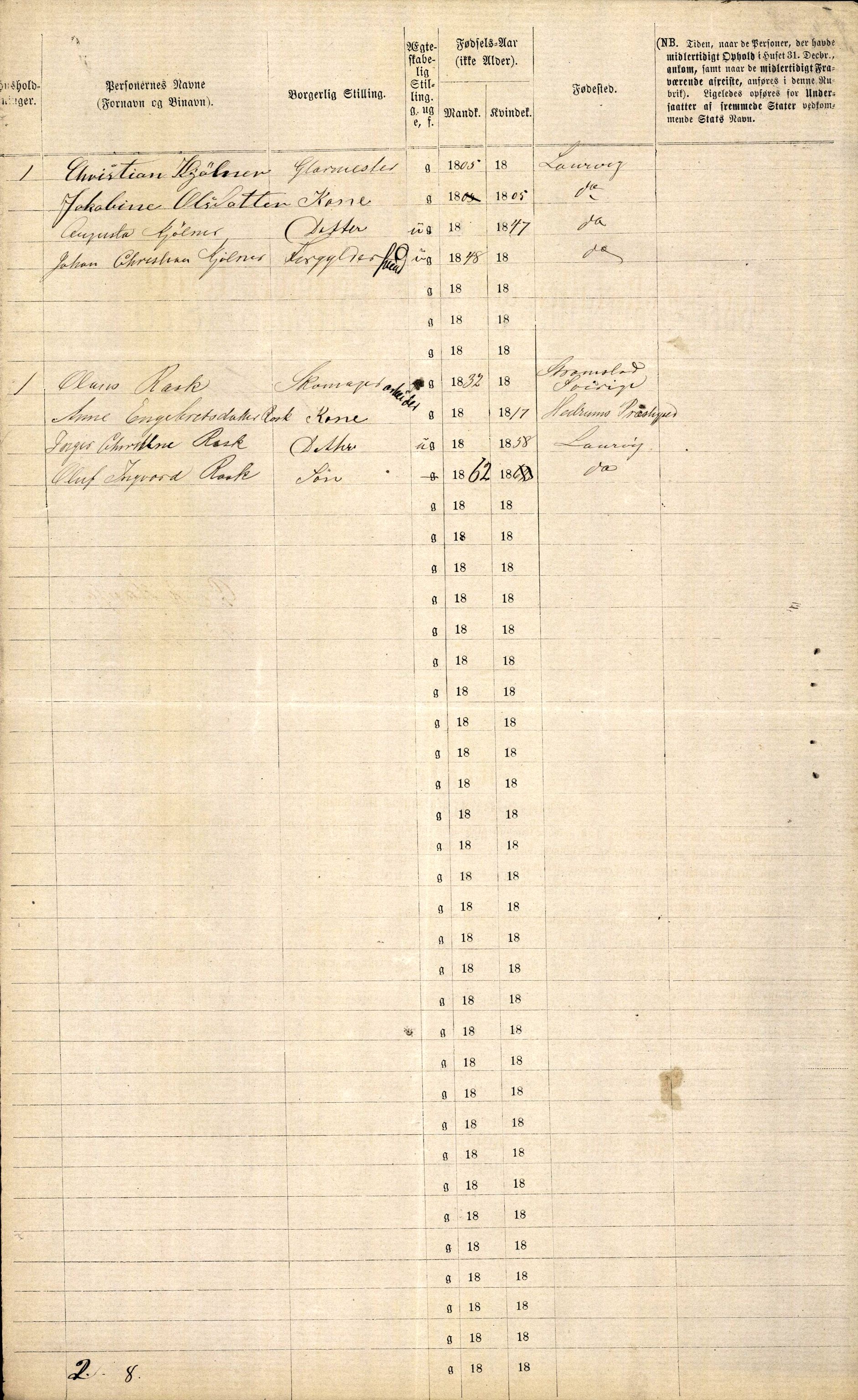 RA, 1870 census for 0707 Larvik, 1870, p. 164