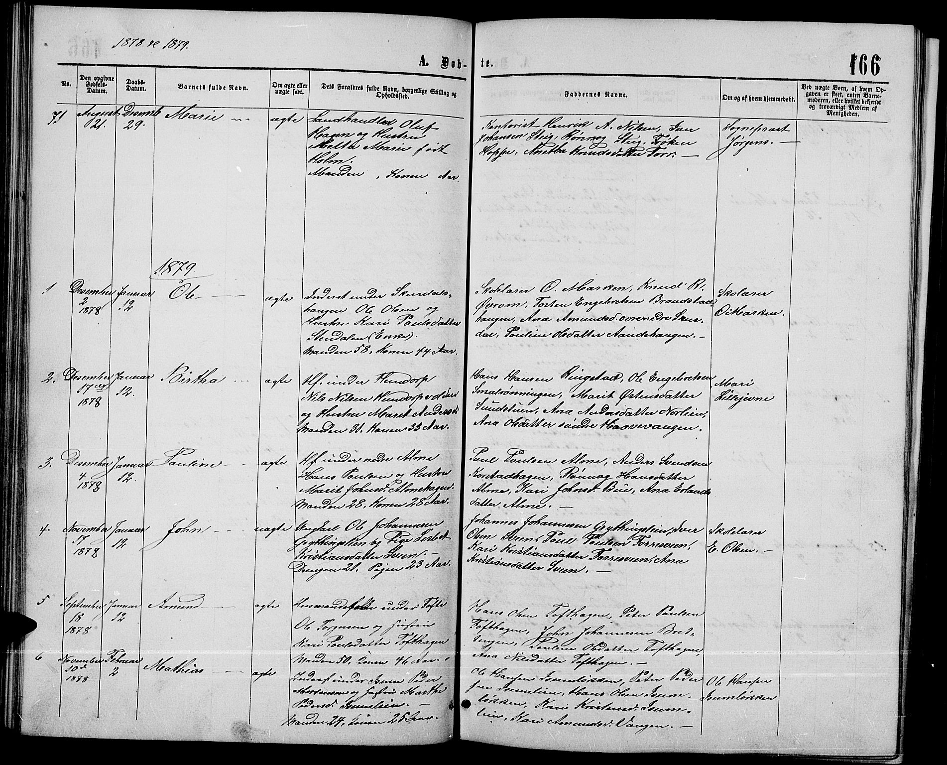 Sør-Fron prestekontor, SAH/PREST-010/H/Ha/Hab/L0002: Parish register (copy) no. 2, 1864-1883, p. 166