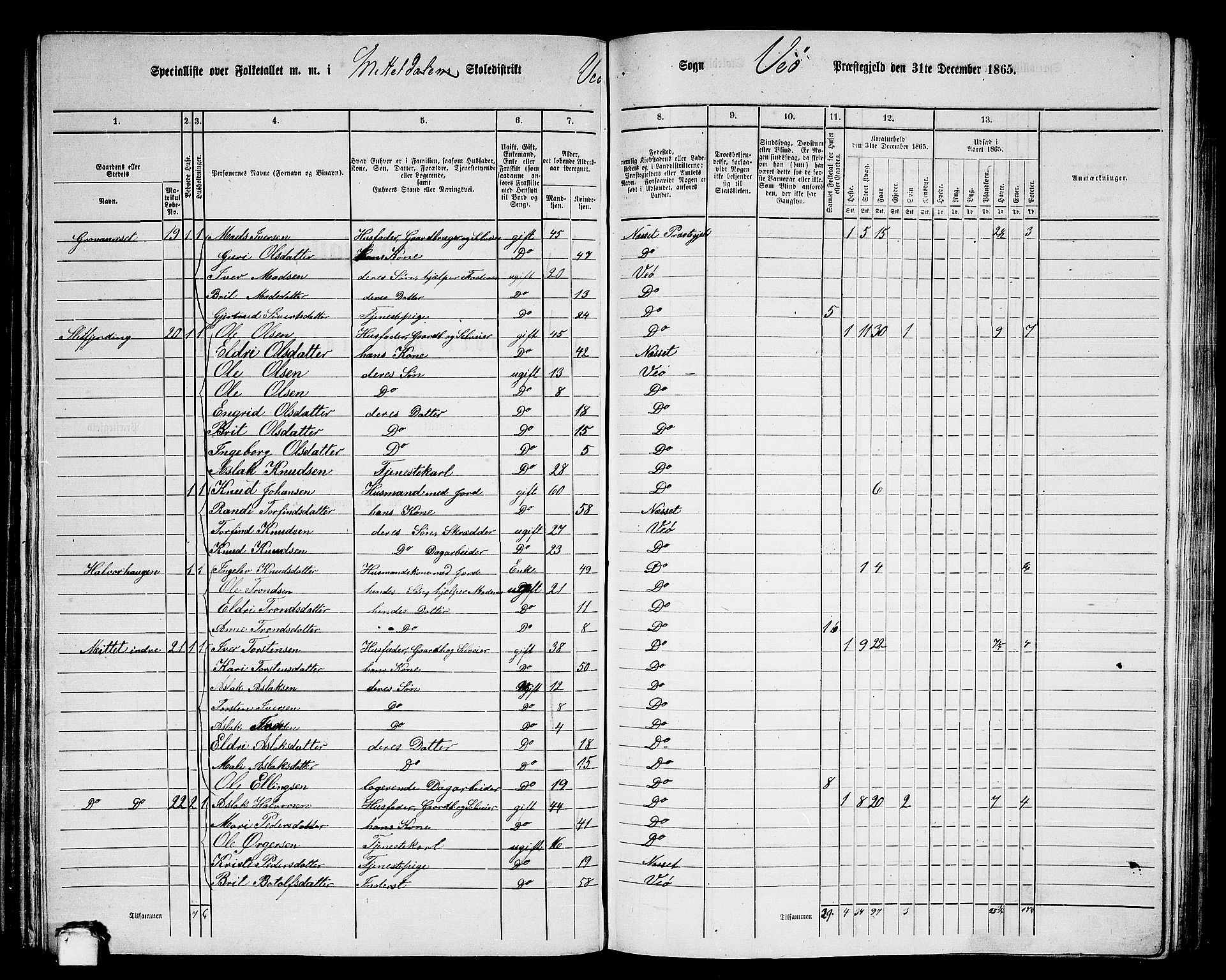 RA, 1865 census for Veøy, 1865, p. 25