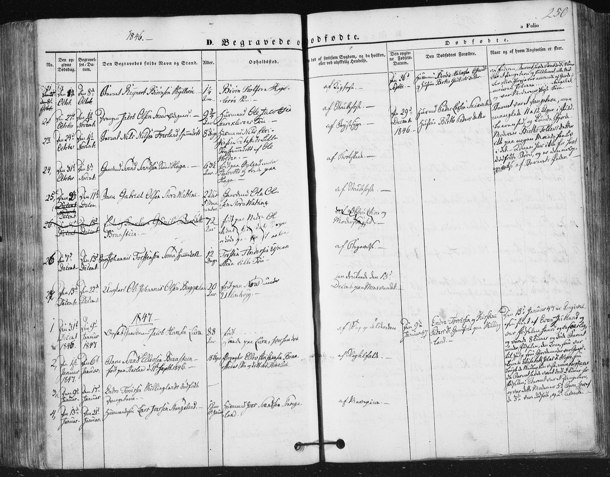 Høyland sokneprestkontor, SAST/A-101799/001/30BA/L0008: Parish register (official) no. A 8, 1841-1856, p. 250