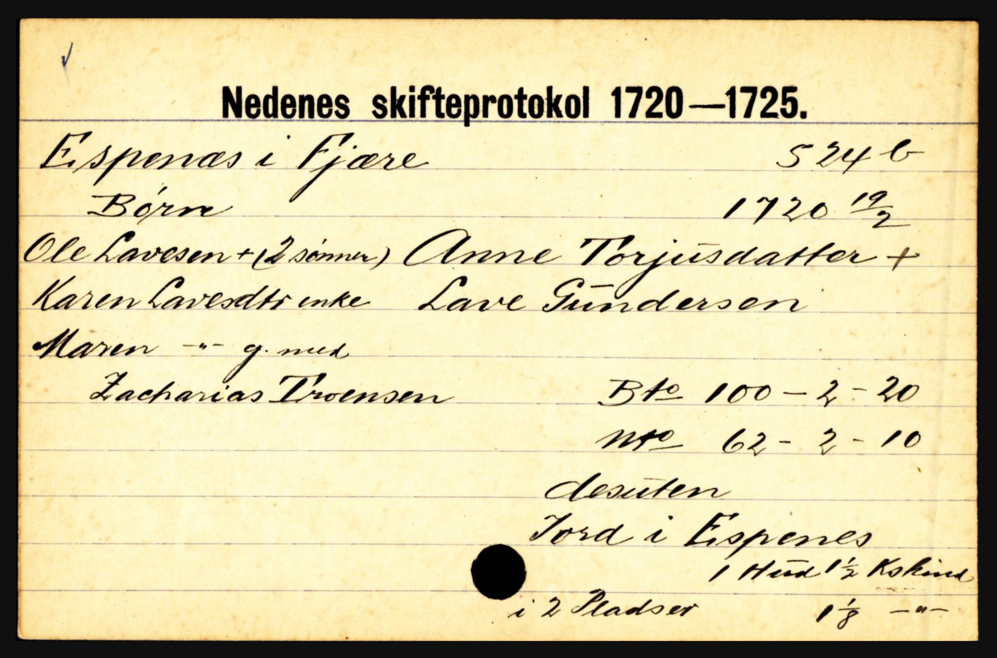 Nedenes sorenskriveri før 1824, AV/SAK-1221-0007/H, p. 6413