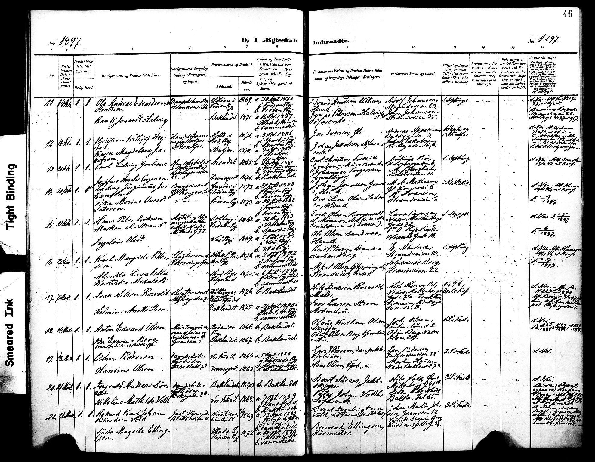 Ministerialprotokoller, klokkerbøker og fødselsregistre - Sør-Trøndelag, AV/SAT-A-1456/604/L0198: Parish register (official) no. 604A19, 1893-1900, p. 46