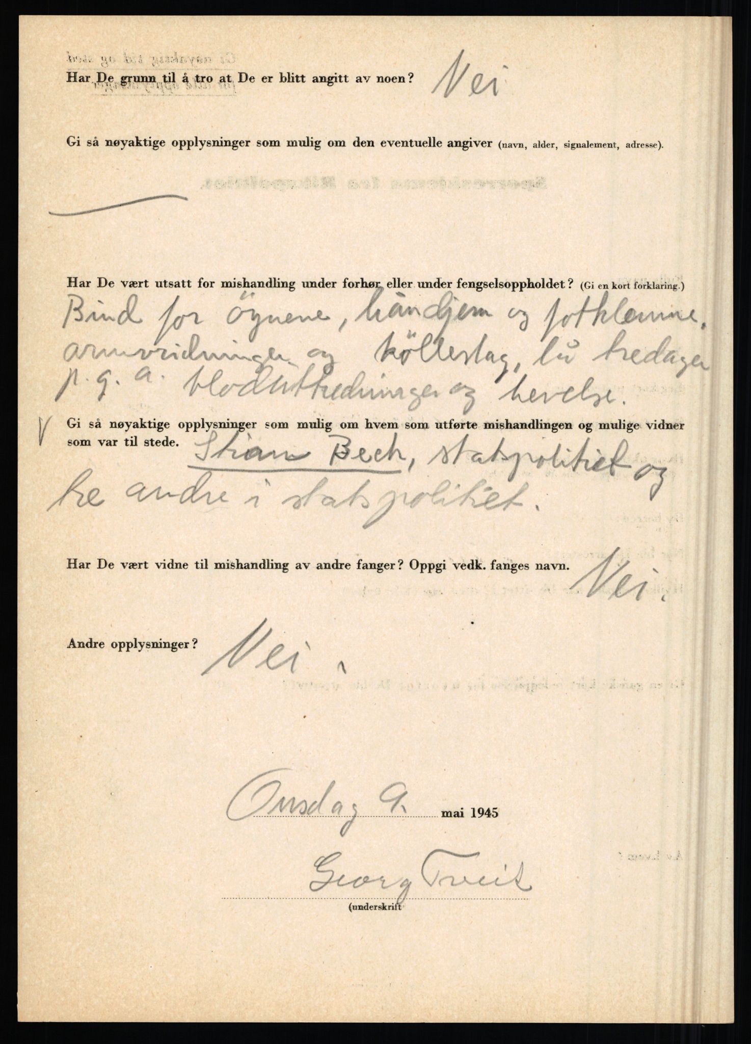 Rikspolitisjefen, AV/RA-S-1560/L/L0017: Tidemann, Hermann G. - Veum, Tjostolv, 1940-1945, p. 542