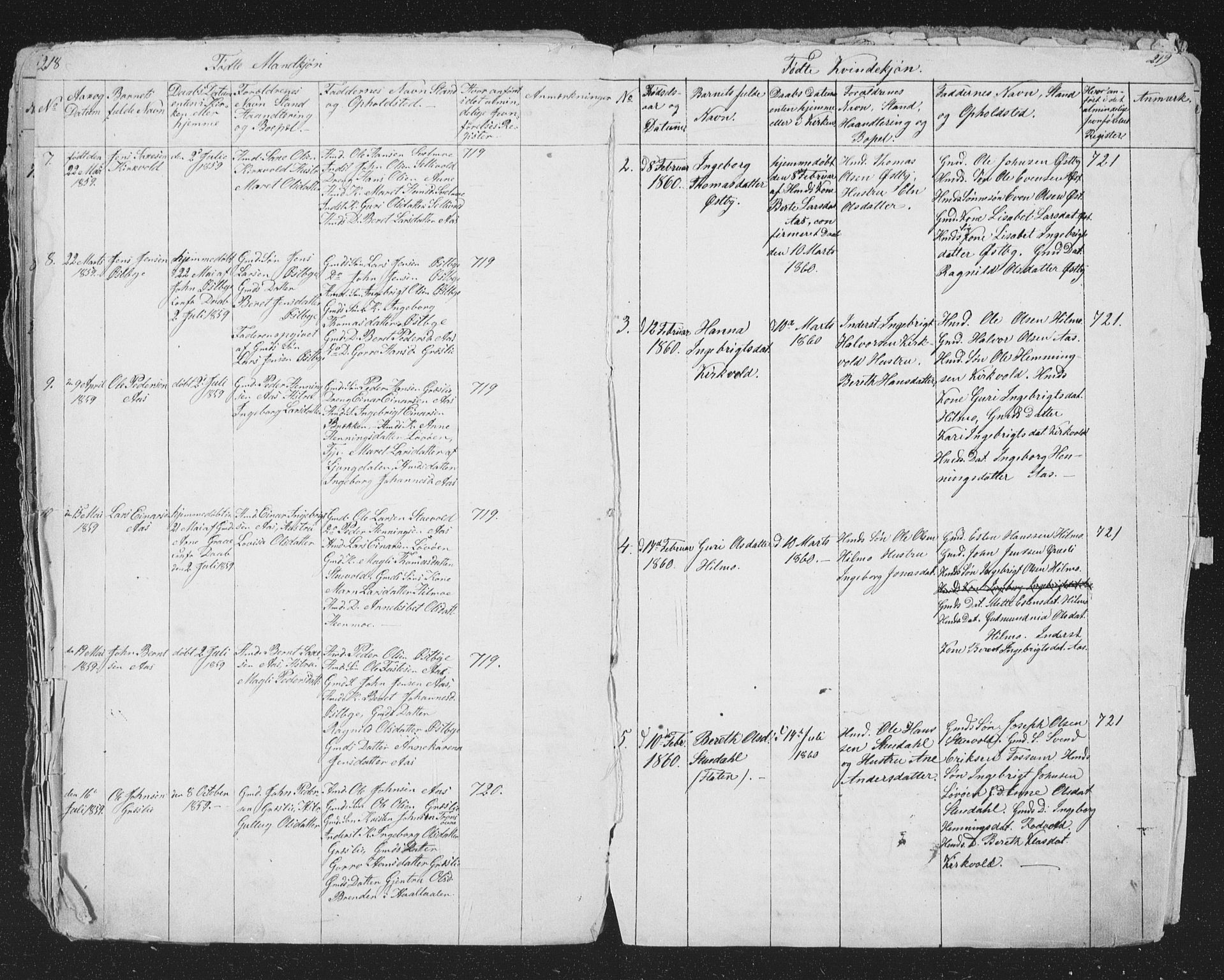 Ministerialprotokoller, klokkerbøker og fødselsregistre - Sør-Trøndelag, SAT/A-1456/698/L1165: Parish register (copy) no. 698C02, 1851-1861, p. 218-219
