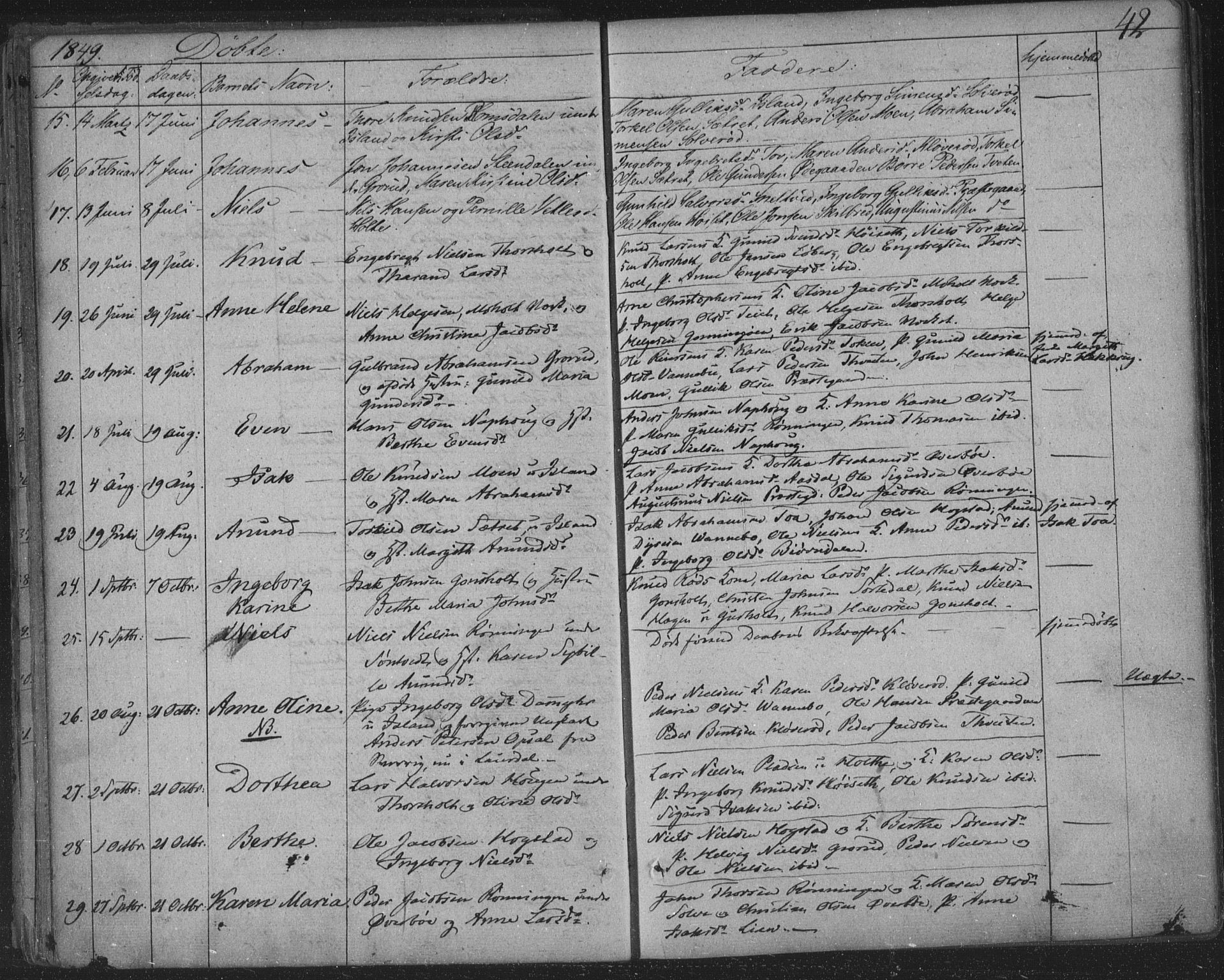 Siljan kirkebøker, SAKO/A-300/F/Fa/L0001: Parish register (official) no. 1, 1831-1870, p. 42