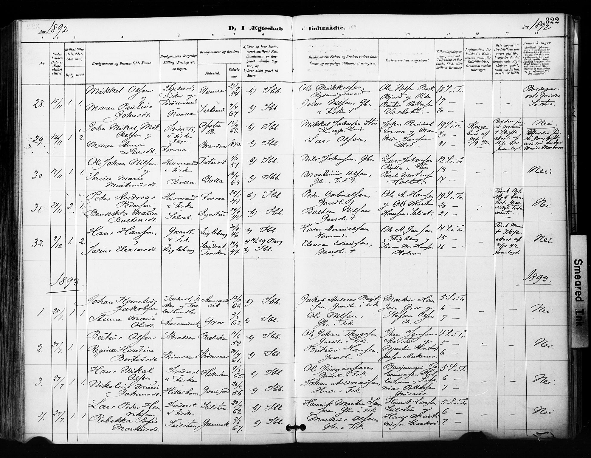 Ibestad sokneprestembete, SATØ/S-0077/H/Ha/Haa/L0012kirke: Parish register (official) no. 12, 1890-1900, p. 322