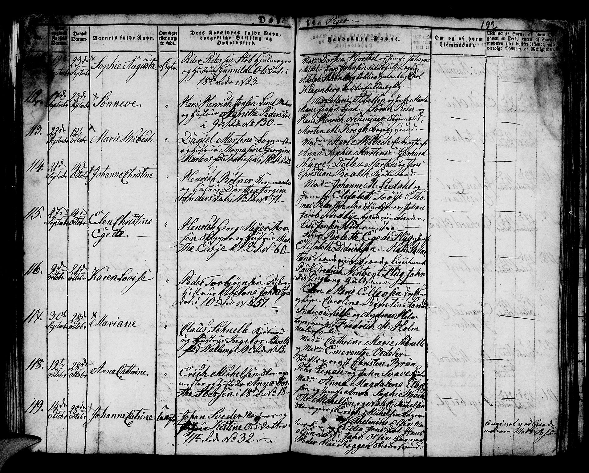 Domkirken sokneprestembete, AV/SAB-A-74801/H/Hab/L0005: Parish register (copy) no. A 5, 1821-1830, p. 192