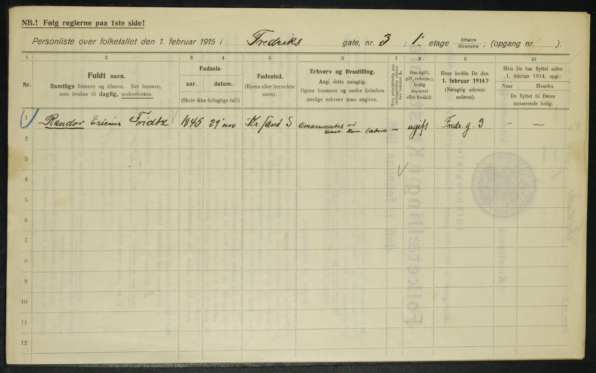 OBA, Municipal Census 1915 for Kristiania, 1915, p. 26156