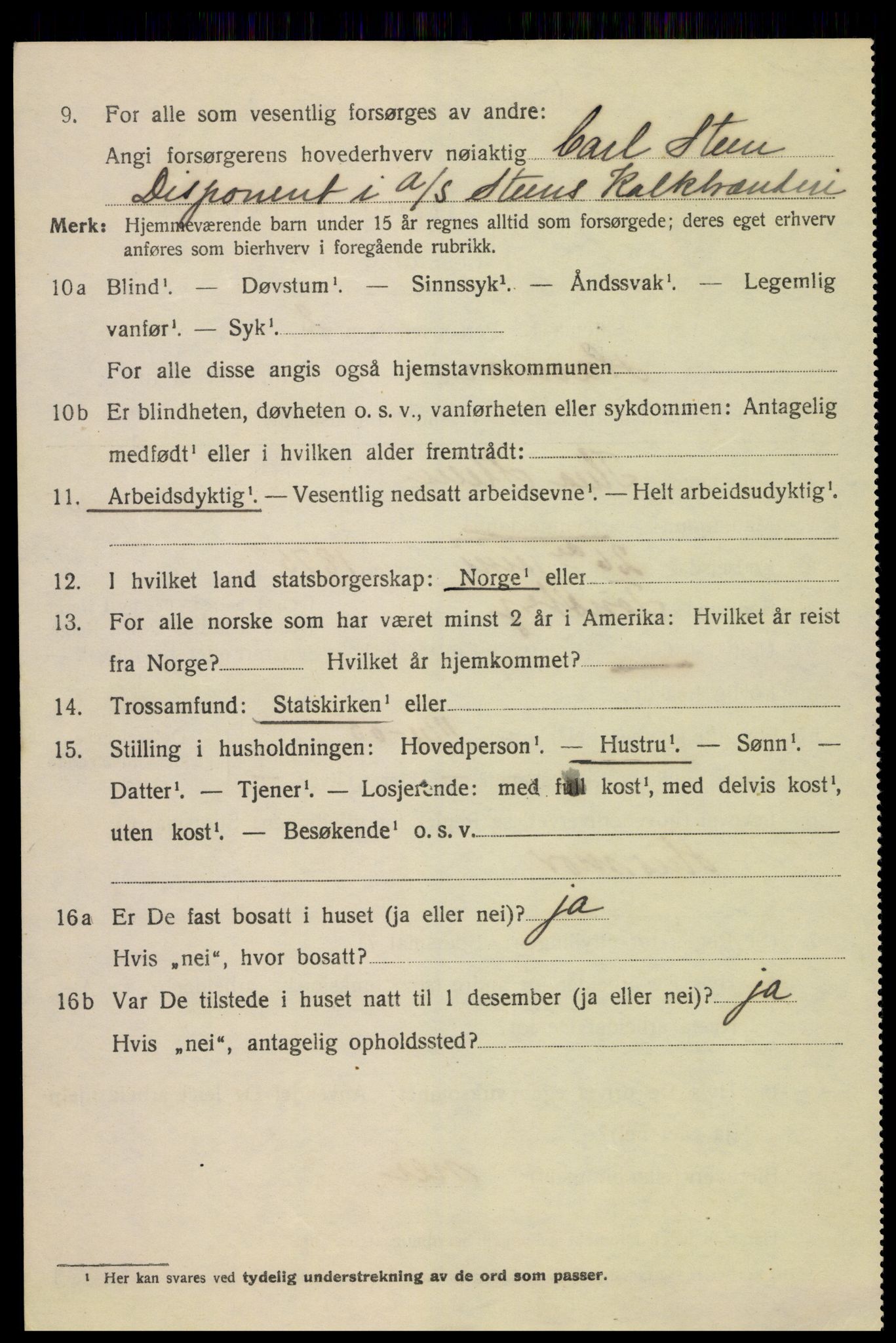 SAH, 1920 census for Hamar, 1920, p. 12702