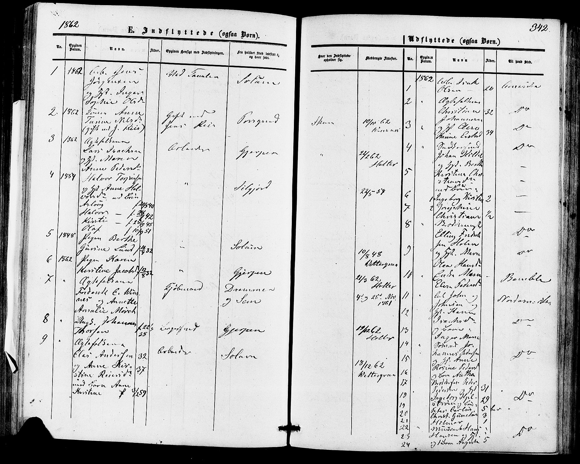 Skien kirkebøker, SAKO/A-302/F/Fa/L0007: Parish register (official) no. 7, 1856-1865, p. 342