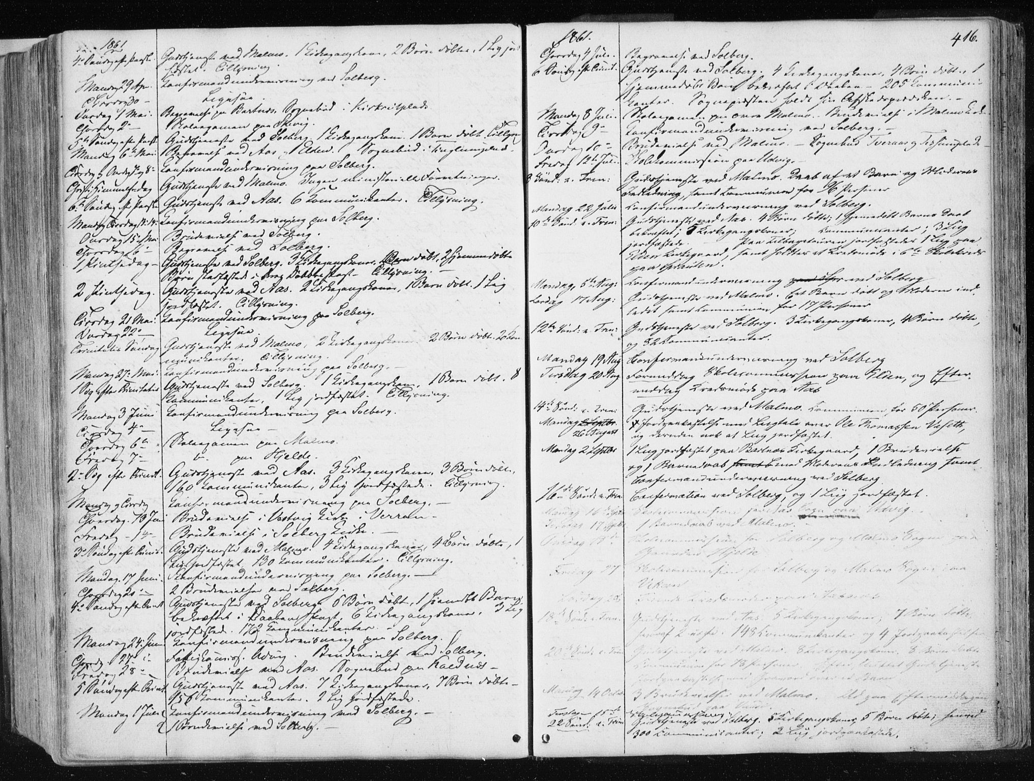 Ministerialprotokoller, klokkerbøker og fødselsregistre - Nord-Trøndelag, AV/SAT-A-1458/741/L0393: Parish register (official) no. 741A07, 1849-1863, p. 416