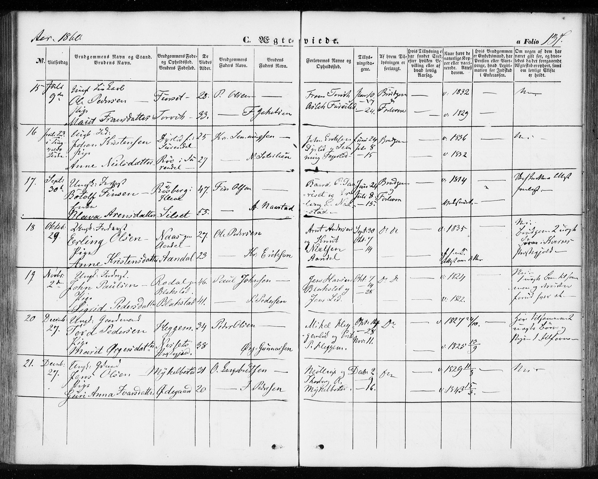 Ministerialprotokoller, klokkerbøker og fødselsregistre - Møre og Romsdal, AV/SAT-A-1454/584/L0965: Parish register (official) no. 584A05, 1857-1868, p. 137