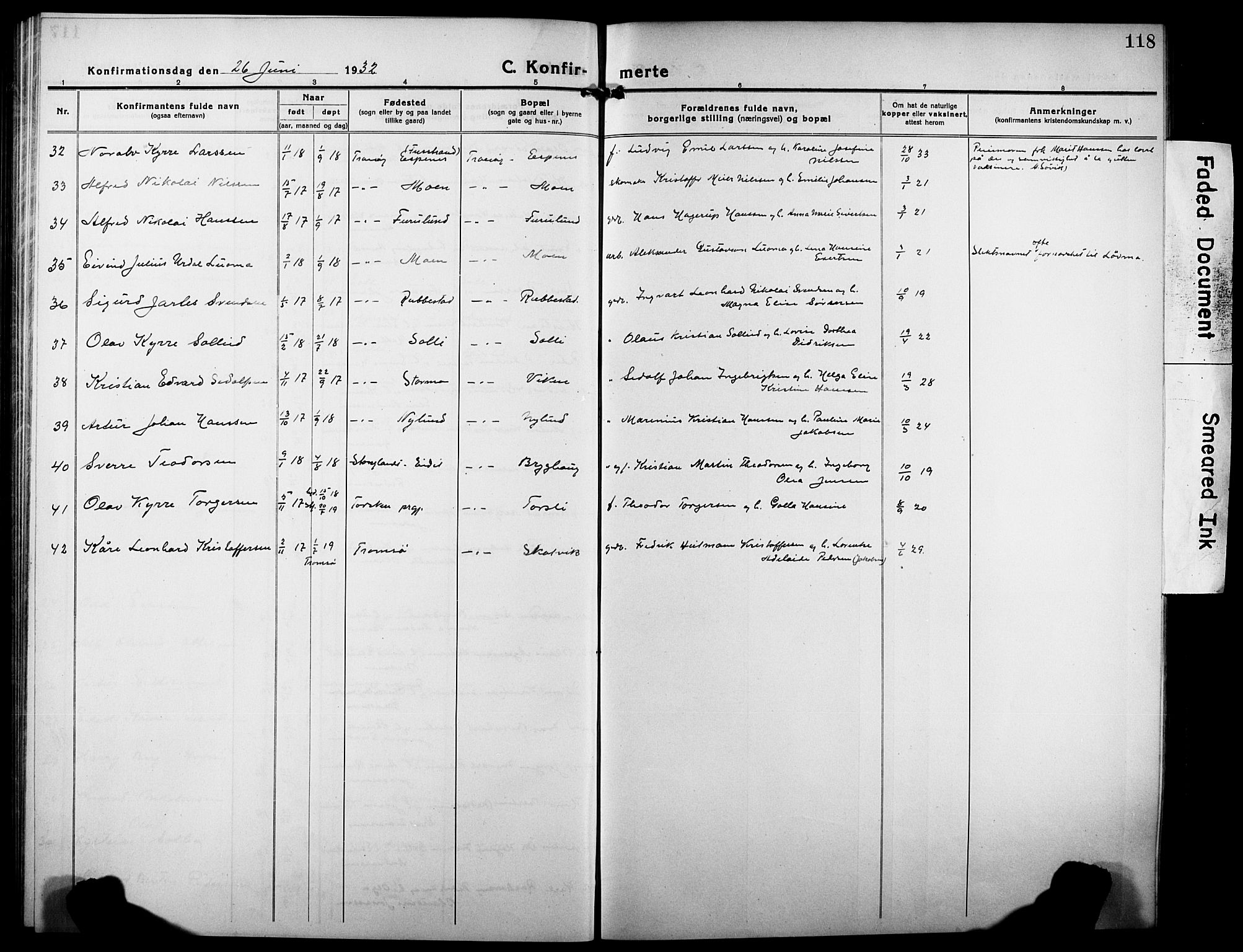 Tranøy sokneprestkontor, AV/SATØ-S-1313/I/Ia/Iab/L0006klokker: Parish register (copy) no. 6, 1919-1932, p. 118