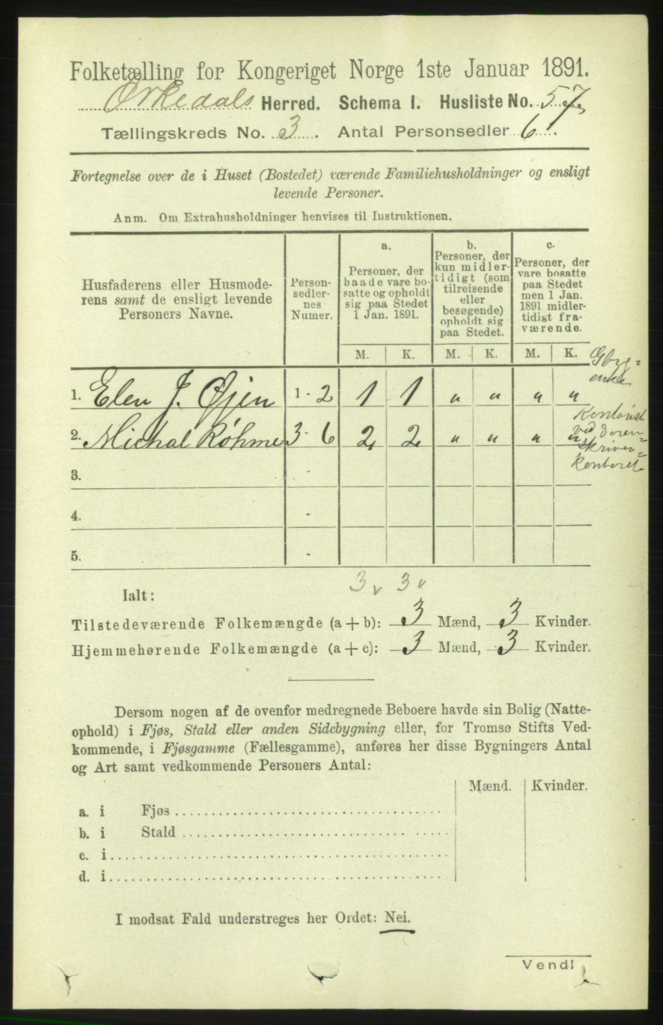 RA, 1891 census for 1638 Orkdal, 1891, p. 1474