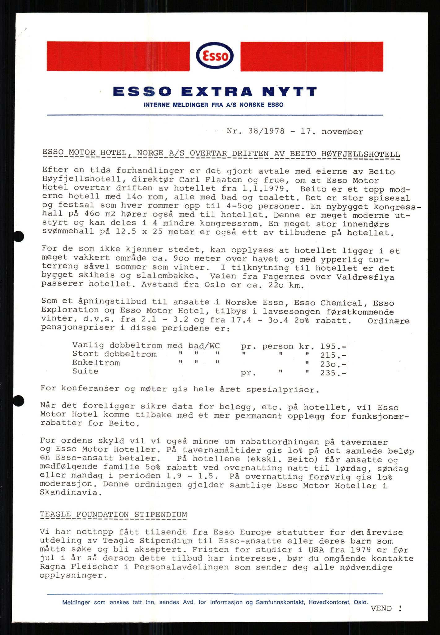 Pa 0982 - Esso Norge A/S, AV/SAST-A-100448/X/Xd/L0001: Esso Extra Nytt, 1977-1980