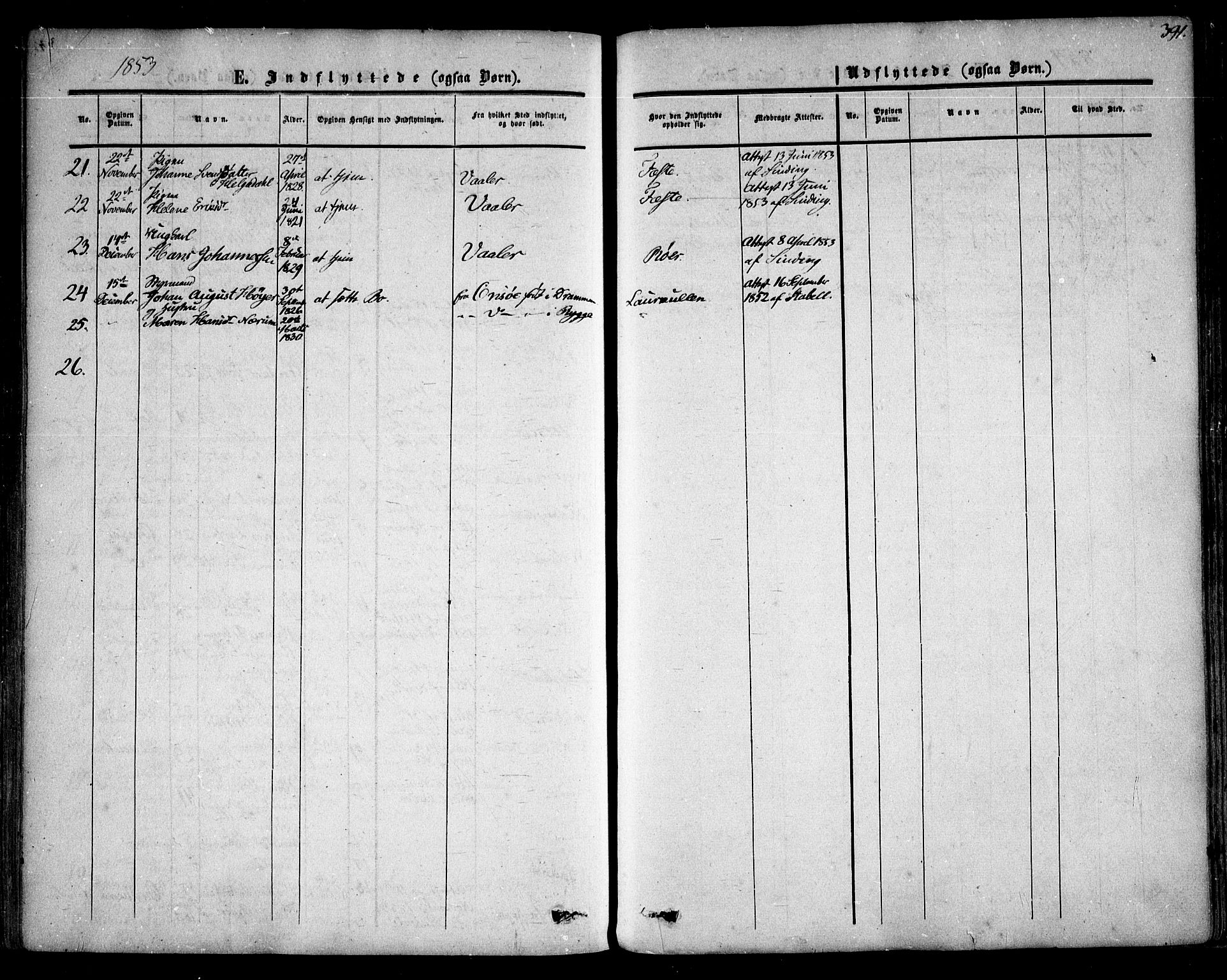 Rygge prestekontor Kirkebøker, SAO/A-10084b/F/Fa/L0005: Parish register (official) no. 5, 1852-1871, p. 391