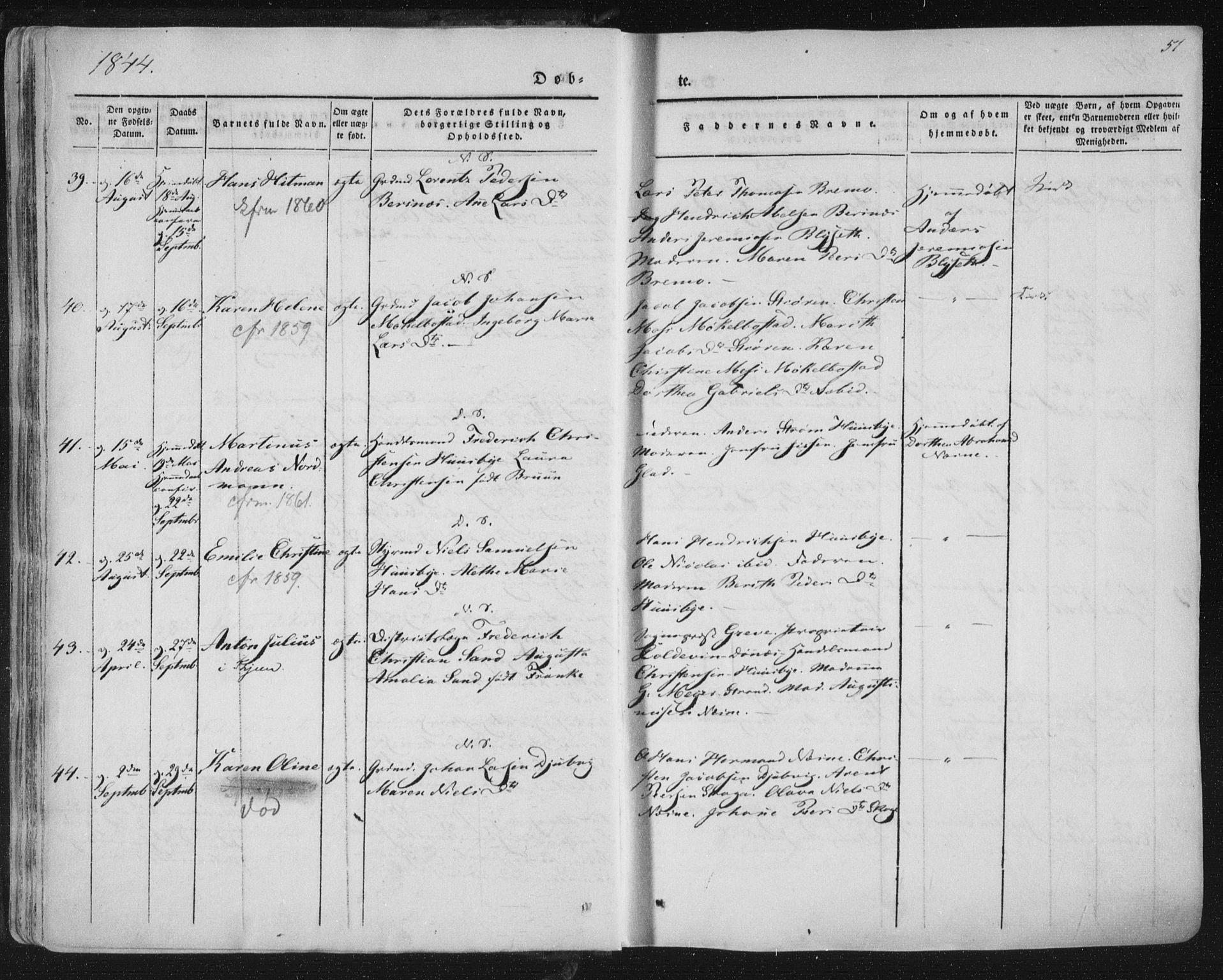 Ministerialprotokoller, klokkerbøker og fødselsregistre - Nordland, AV/SAT-A-1459/838/L0549: Parish register (official) no. 838A07, 1840-1854, p. 51