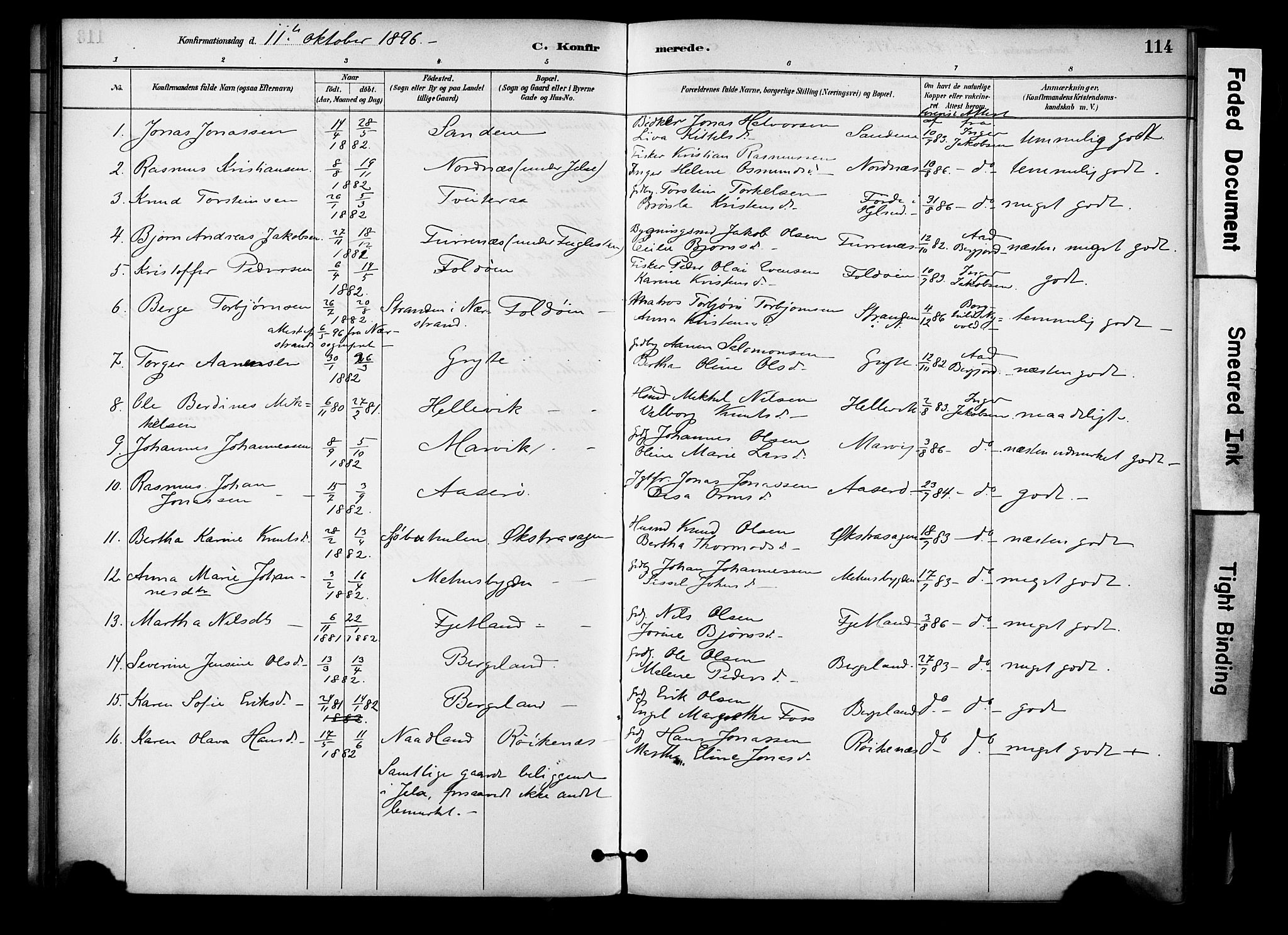 Jelsa sokneprestkontor, AV/SAST-A-101842/01/IV: Parish register (official) no. A 10, 1884-1906, p. 114