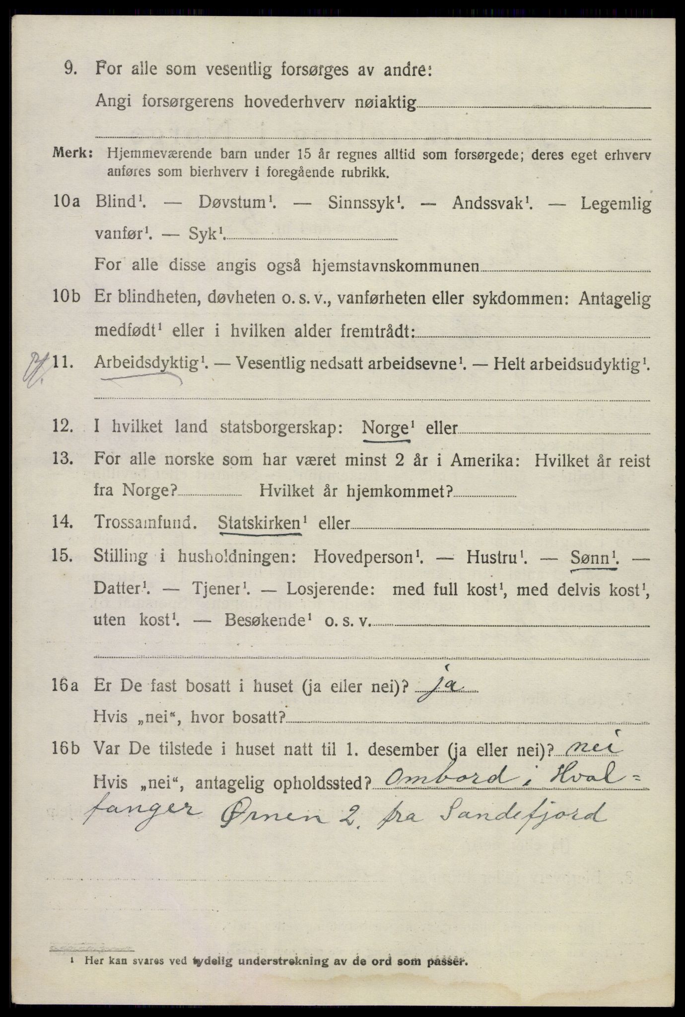 SAKO, 1920 census for Skåtøy, 1920, p. 3067